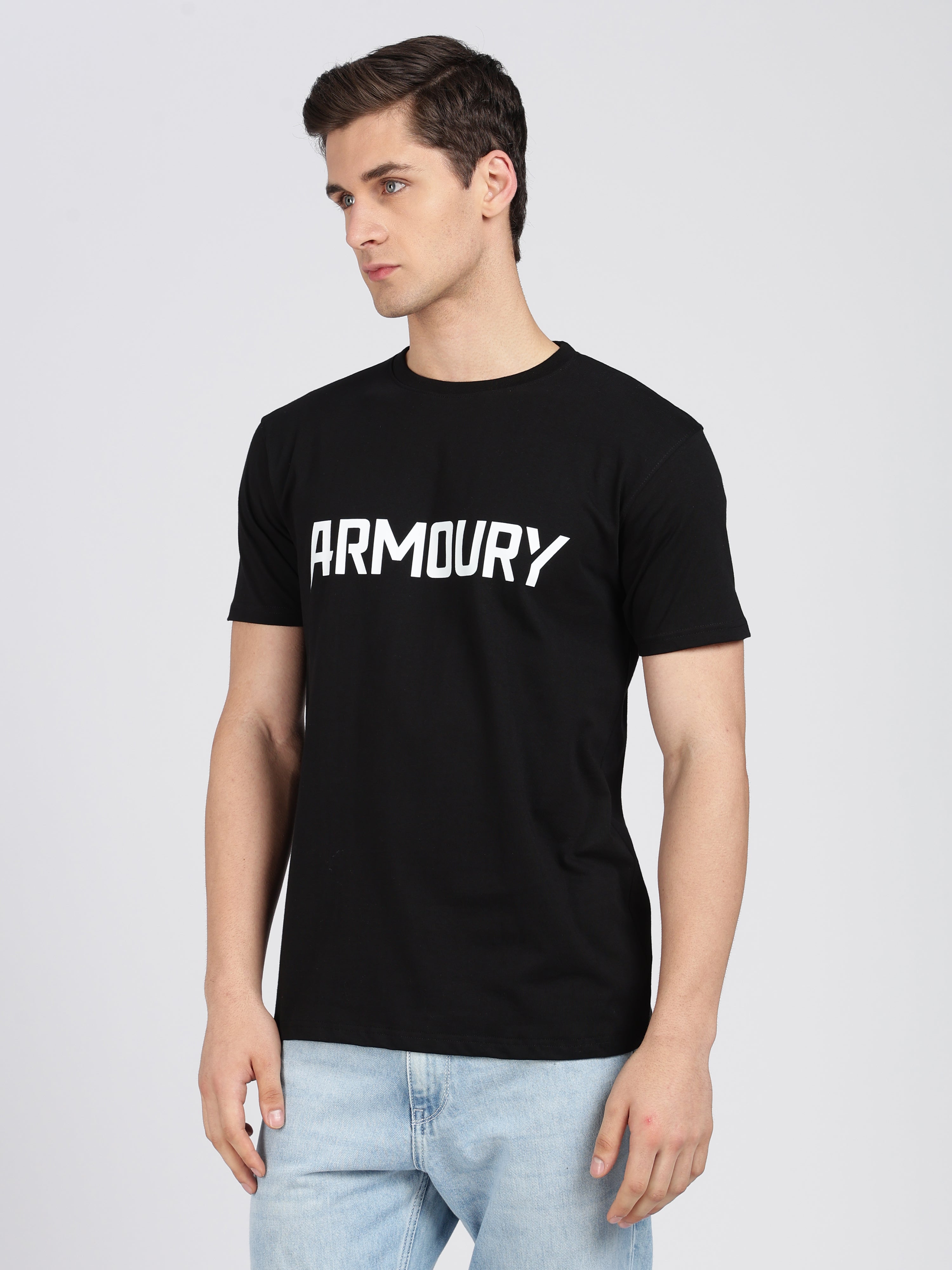 Armoury- Black Cotton Printed T-Shirt