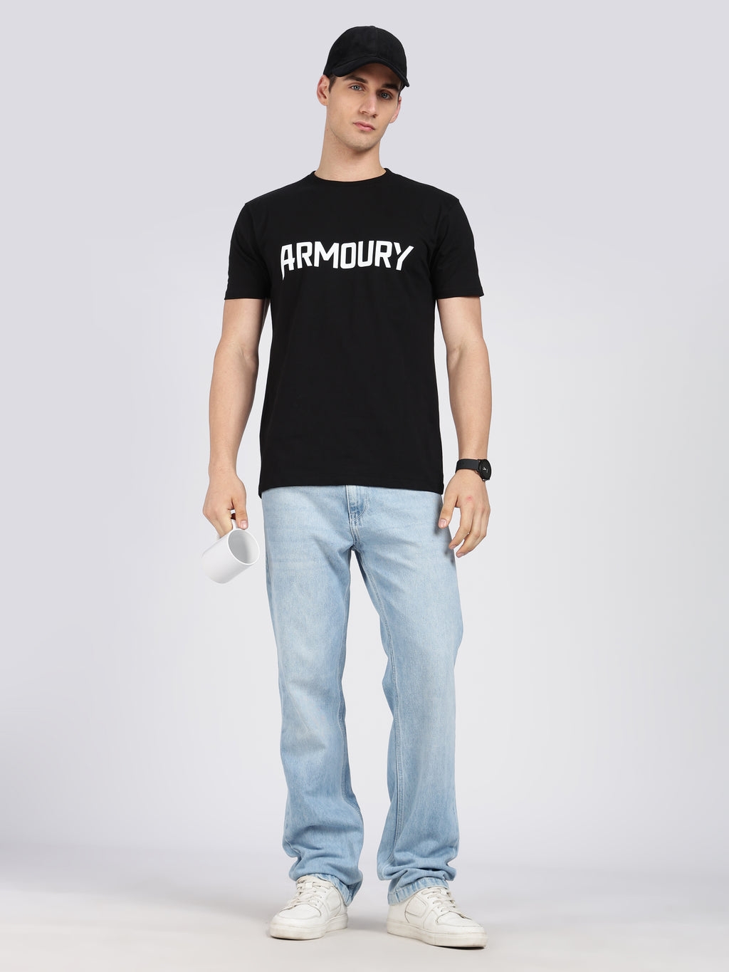 Armoury- Black Cotton Printed T-Shirt