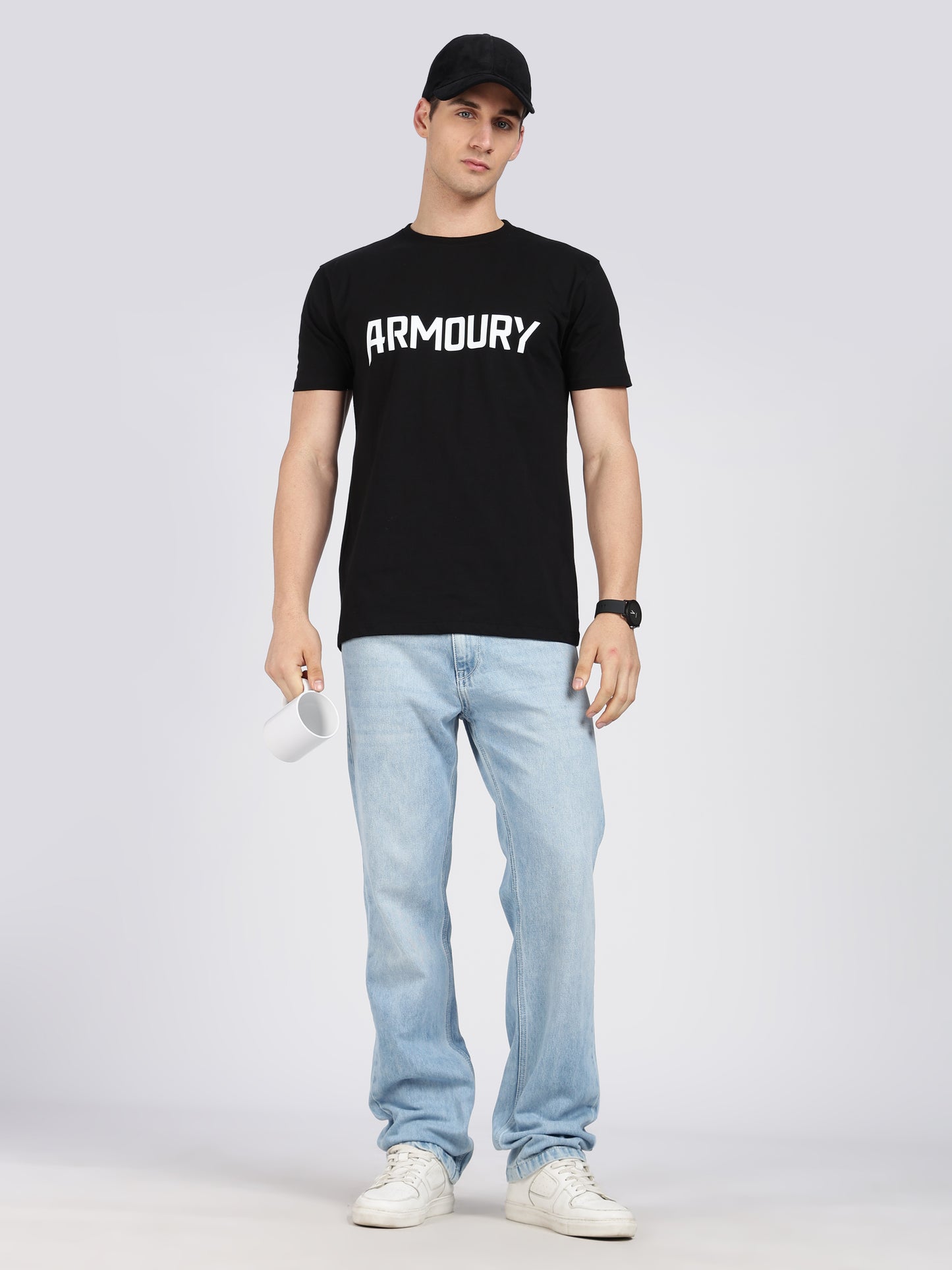 Armoury- Black Cotton Printed T-Shirt