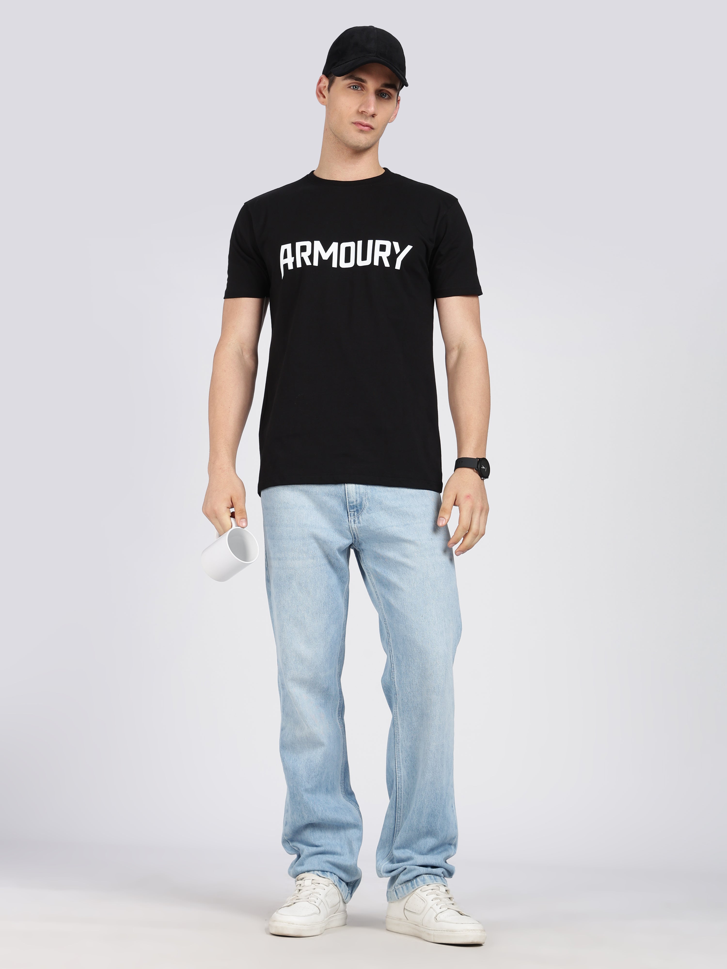 Armoury- Black Cotton Printed T-Shirt