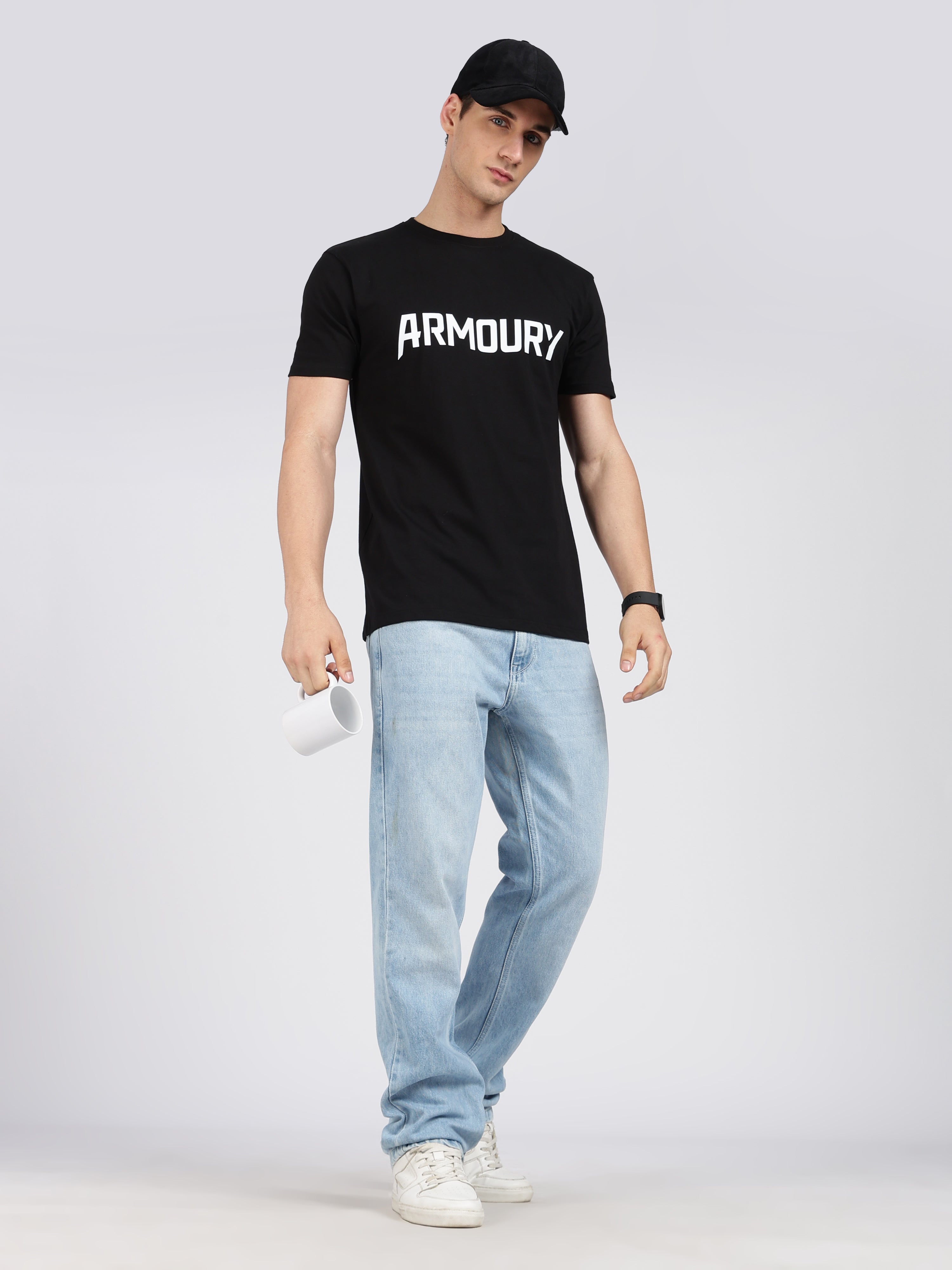 Armoury- Black Cotton Printed T-Shirt