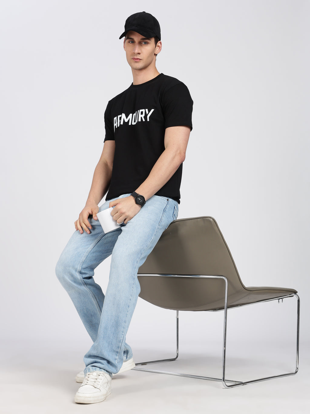 Armoury- Black Cotton Printed T-Shirt