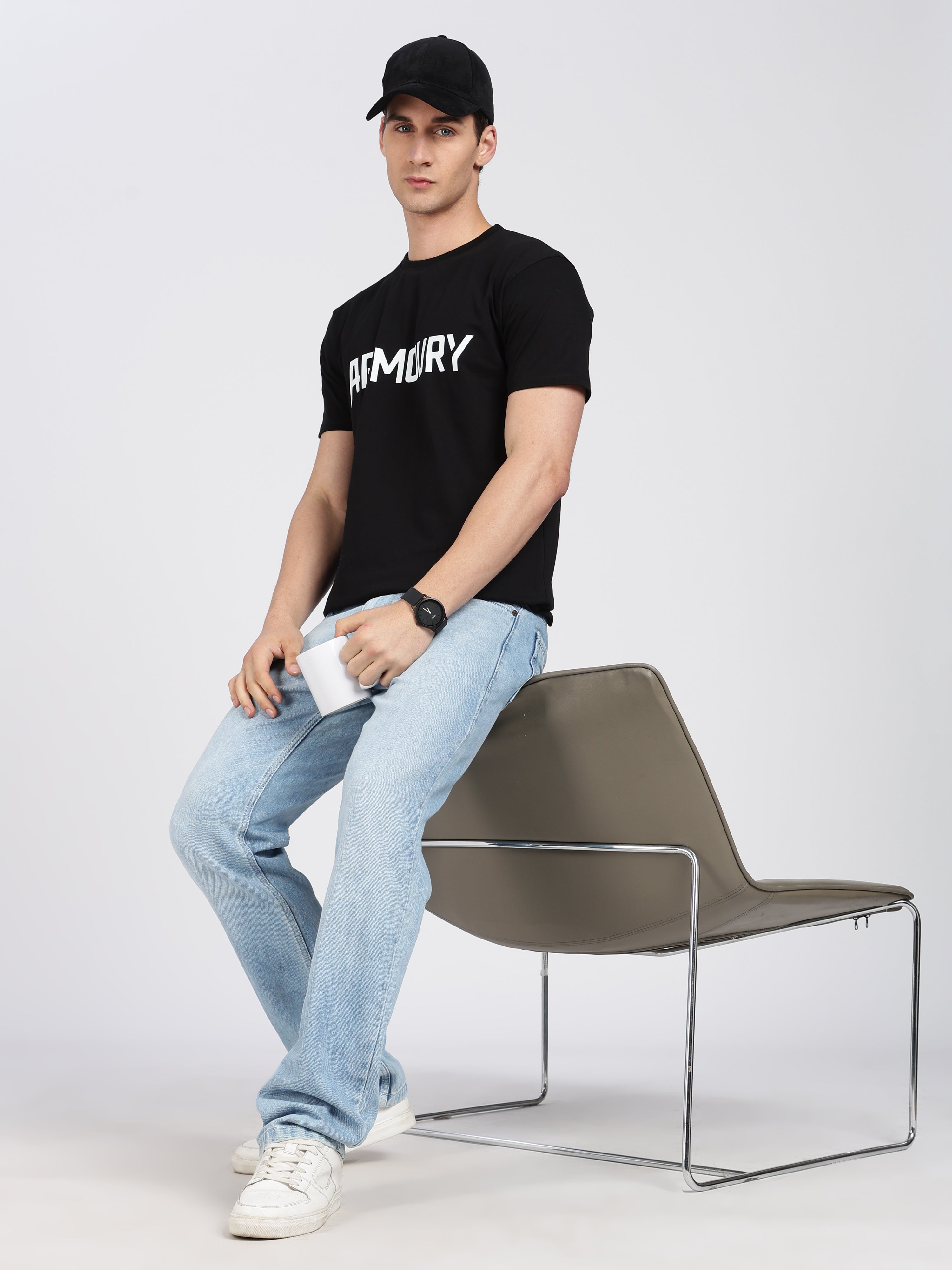 Armoury- Black Cotton Printed T-Shirt
