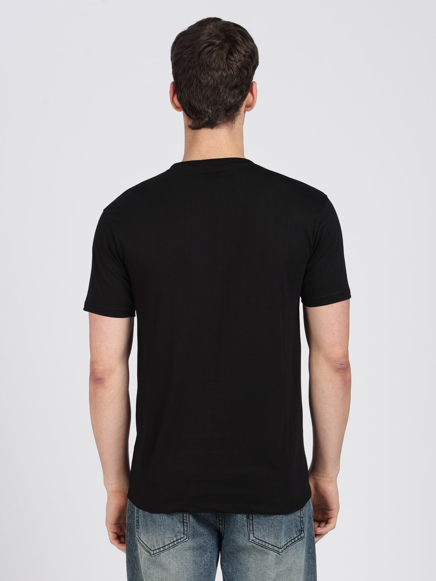 Black Cotton Printed T-Shirt