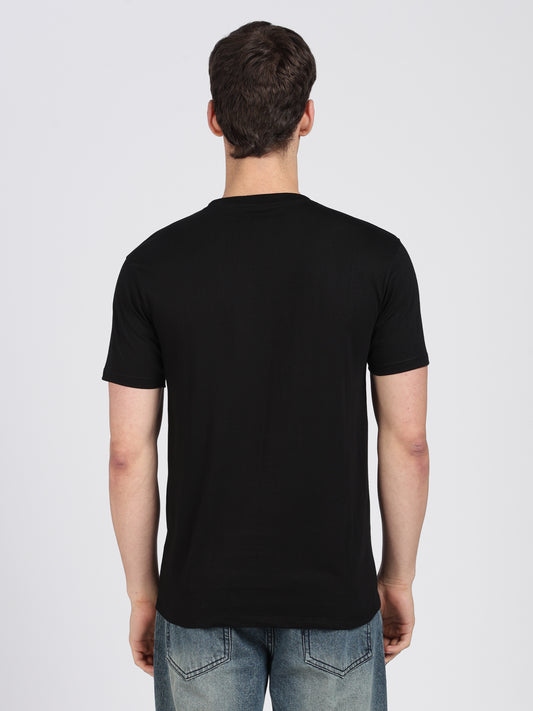 Black Cotton Printed T-Shirt
