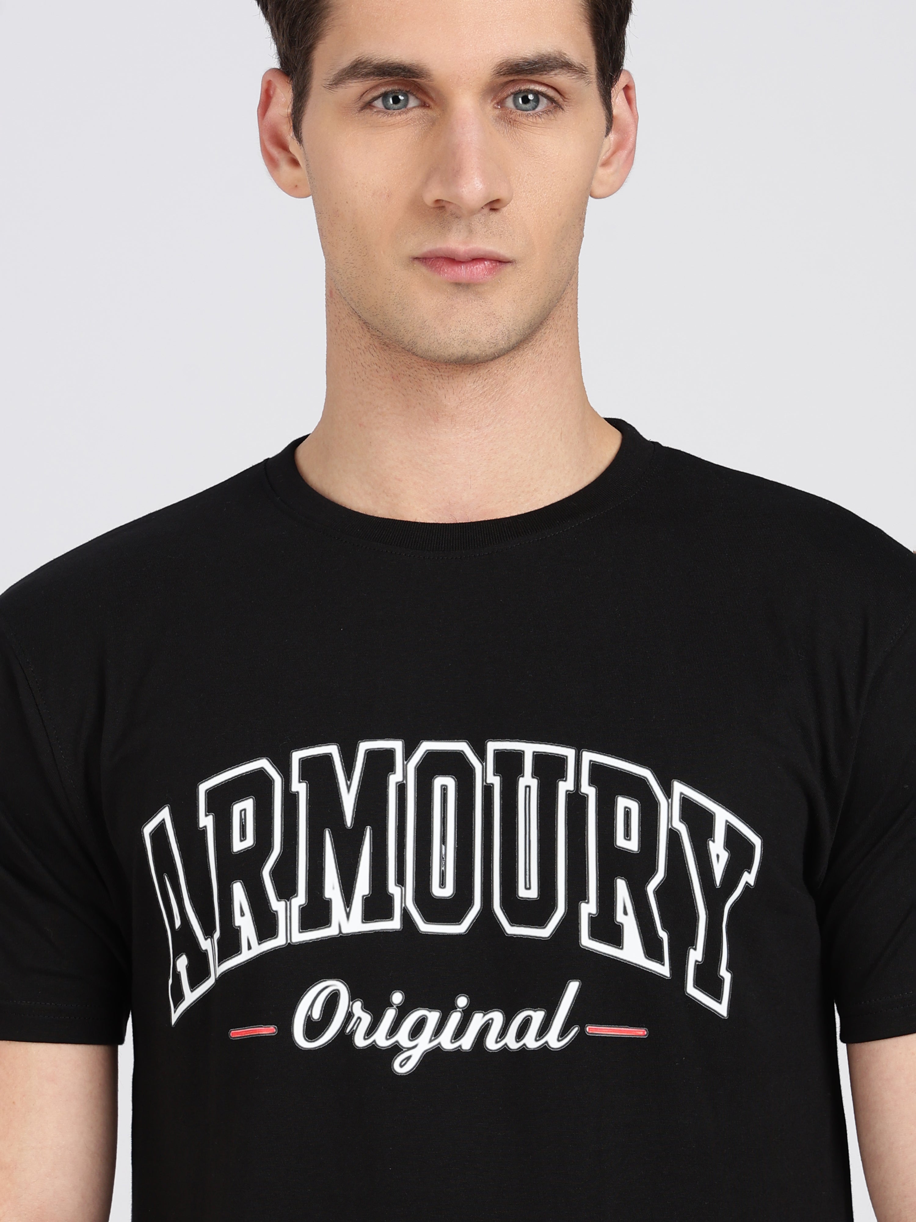 Black Cotton Printed T-Shirt