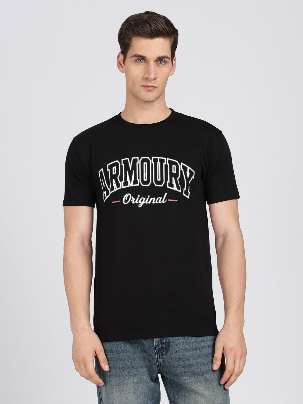 Black Cotton Printed T-Shirt