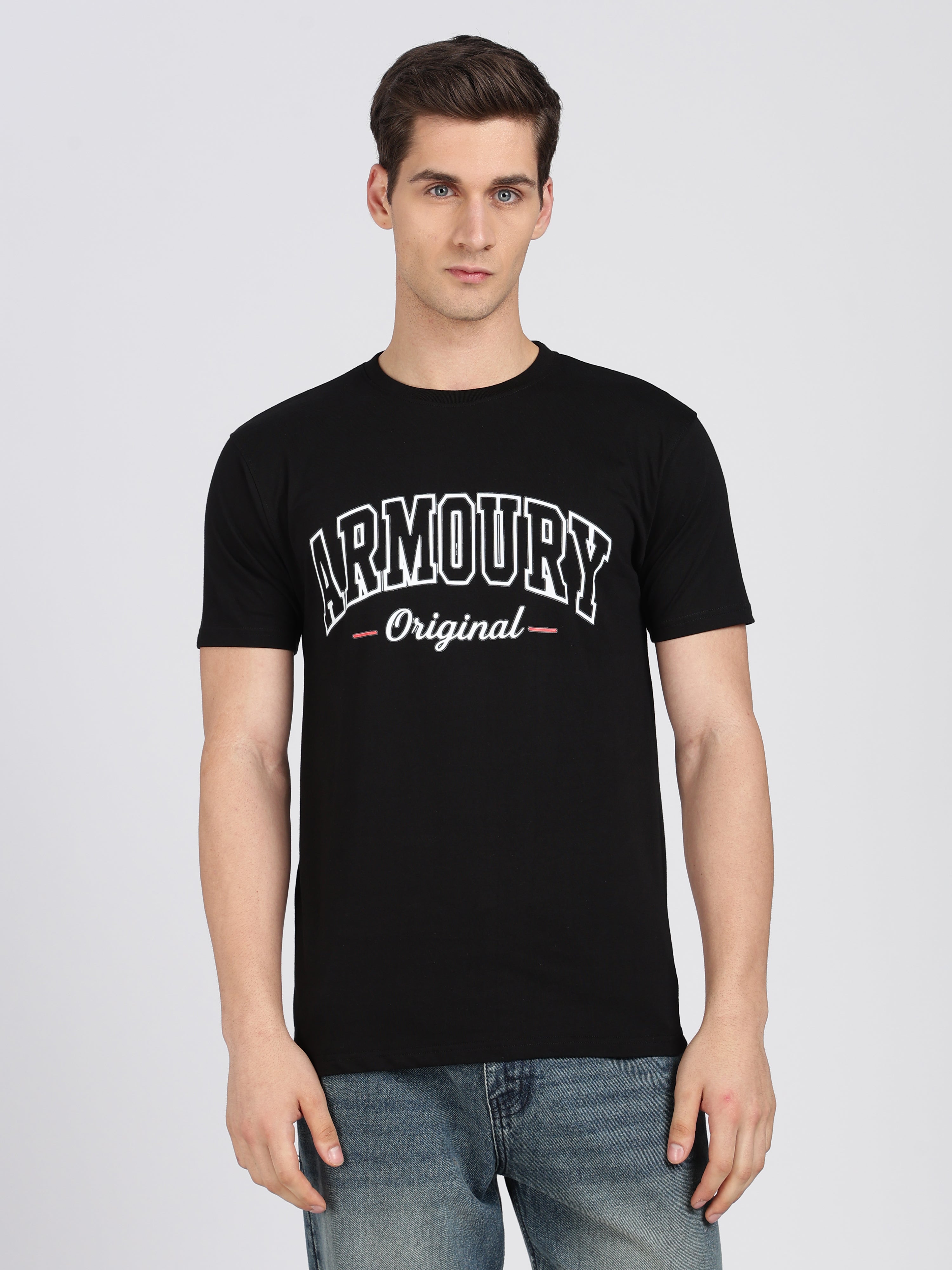 Black Cotton Printed T-Shirt