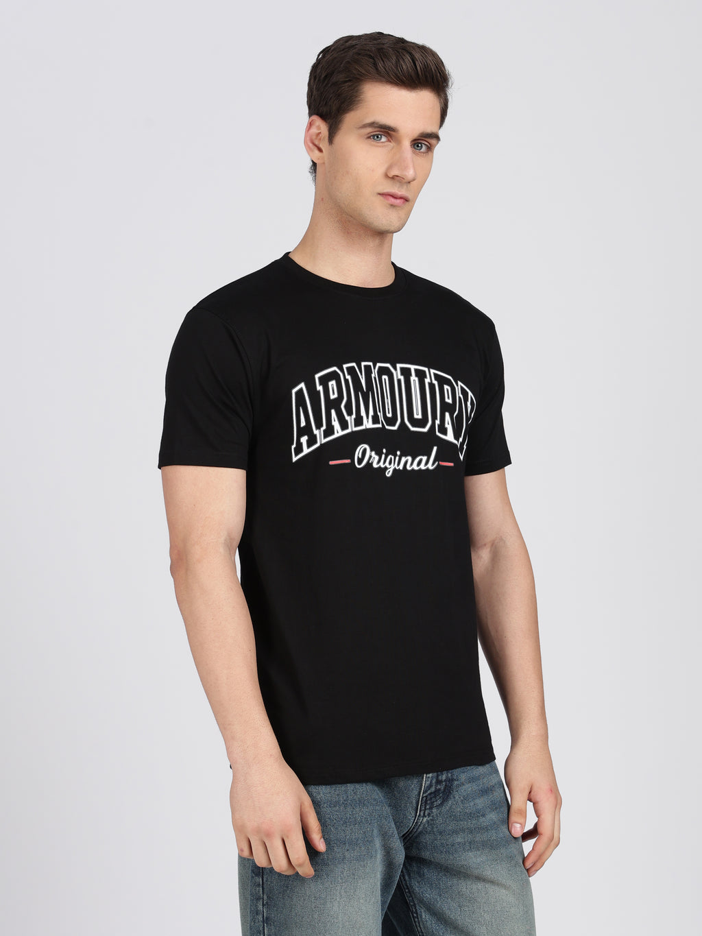 Black Cotton Printed T-Shirt