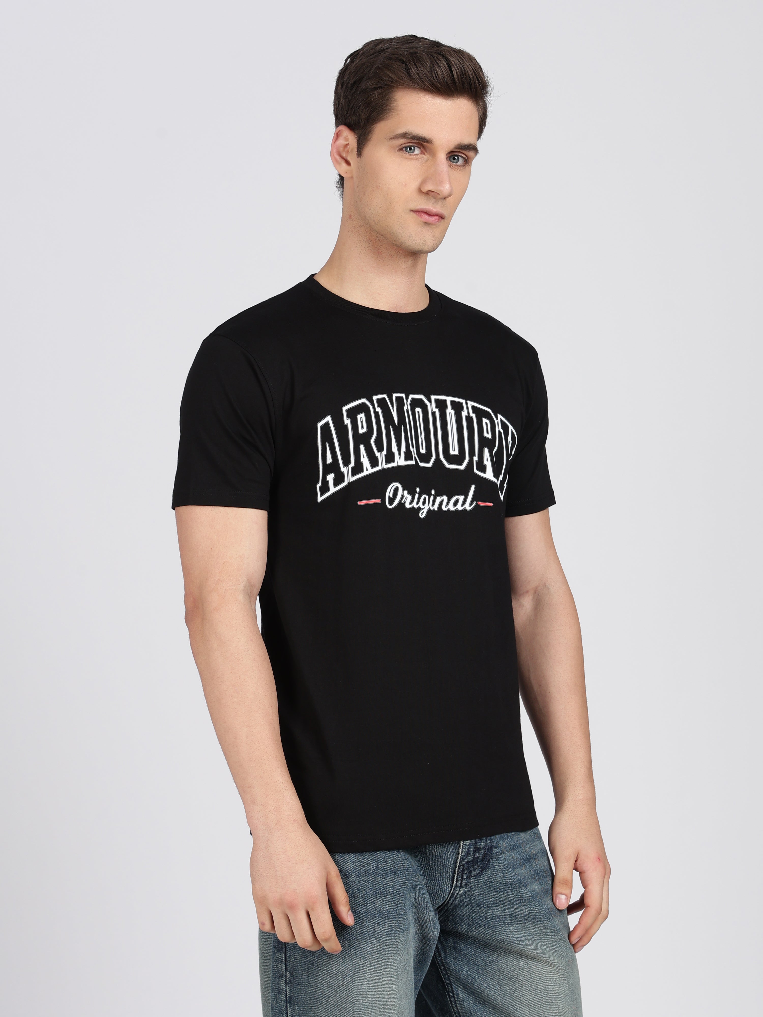 Black Cotton Printed T-Shirt