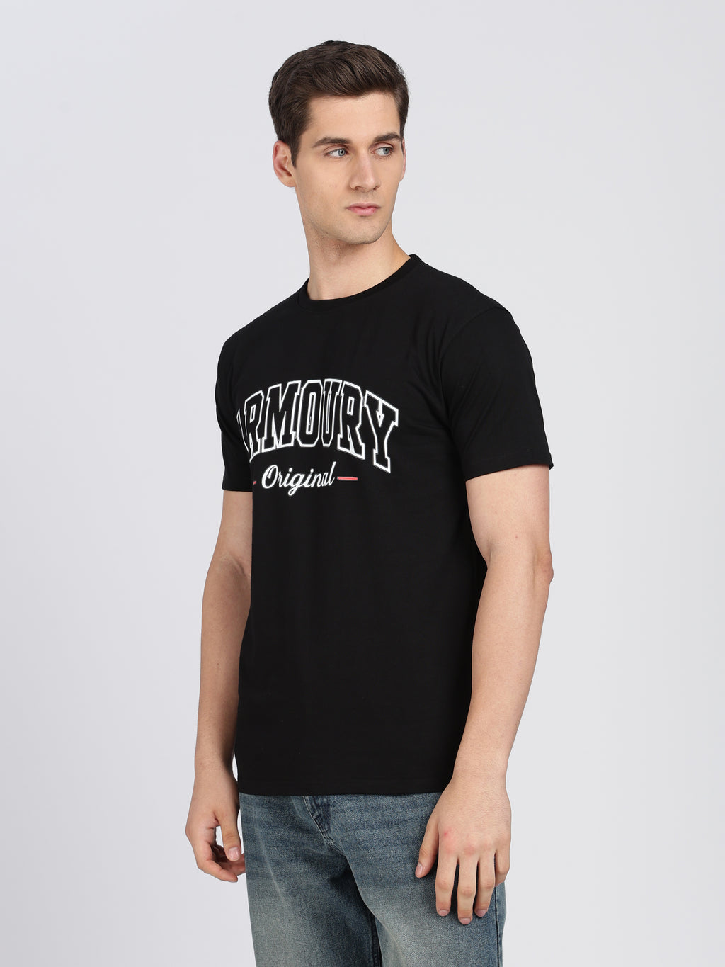 Black Cotton Printed T-Shirt