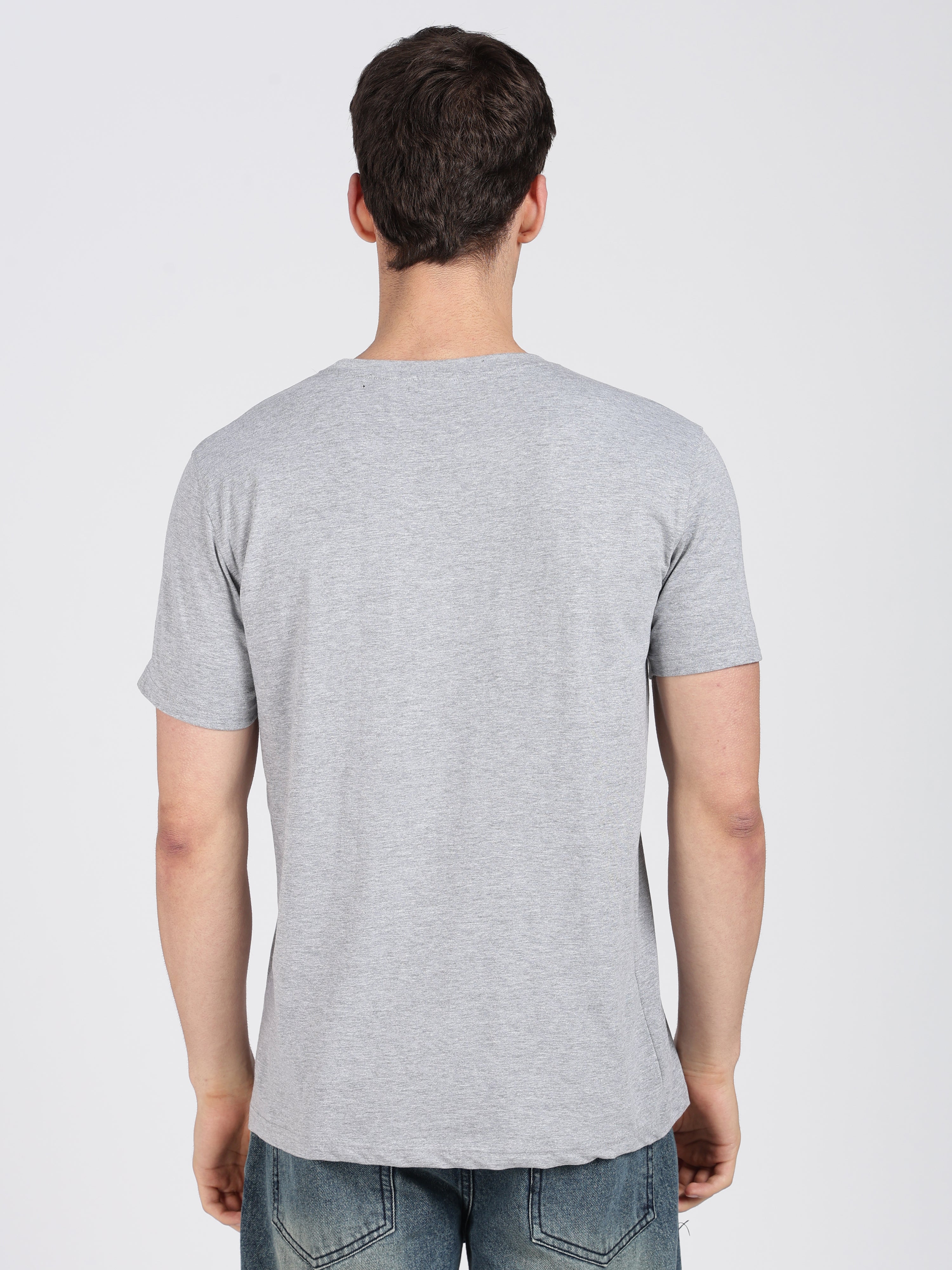 Grey Cotton Printed T-Shirt