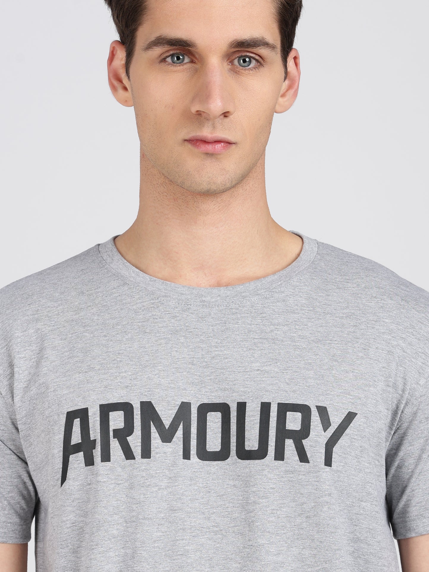 Grey Cotton Printed T-Shirt