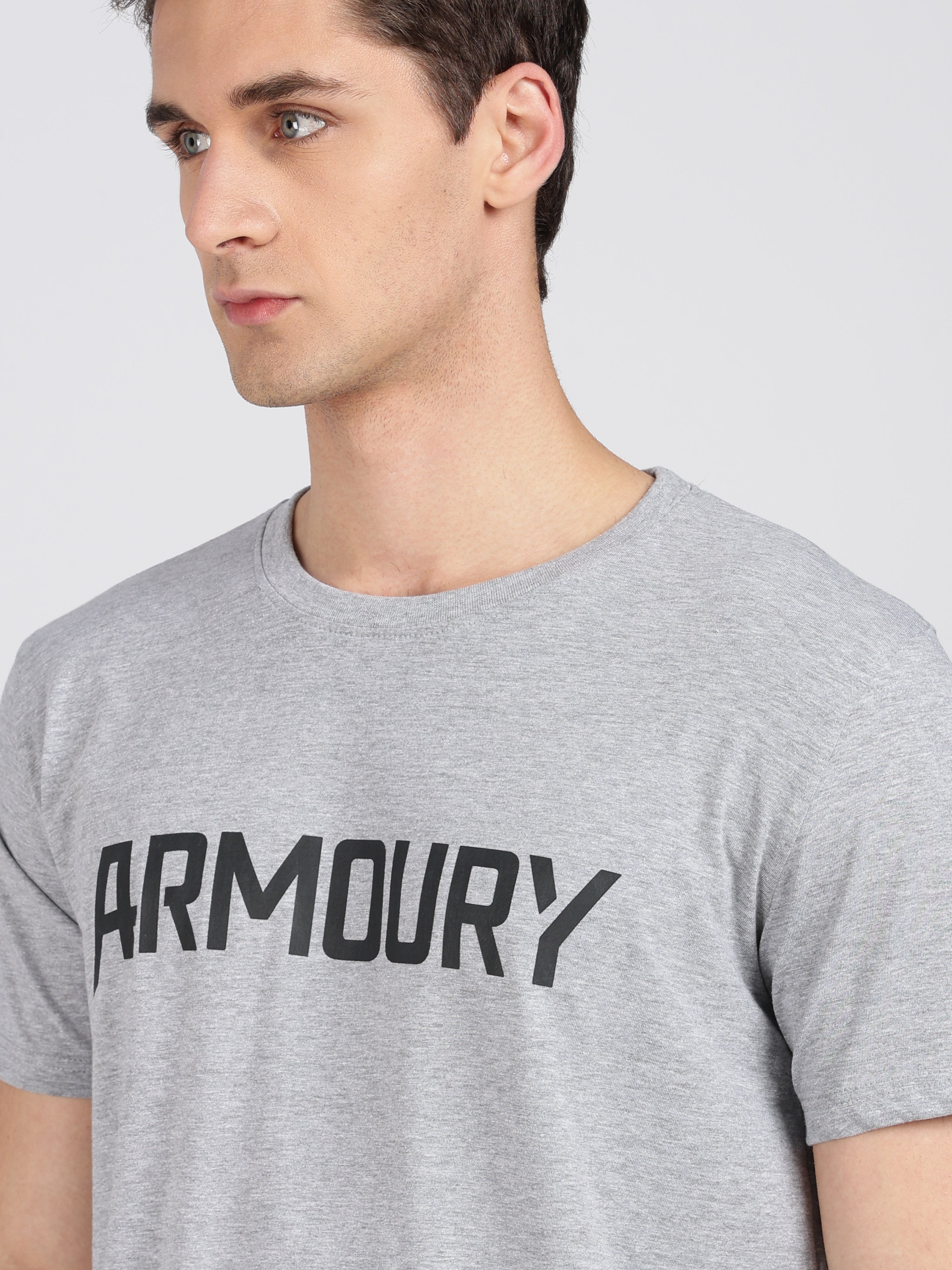 Grey Cotton Printed T-Shirt