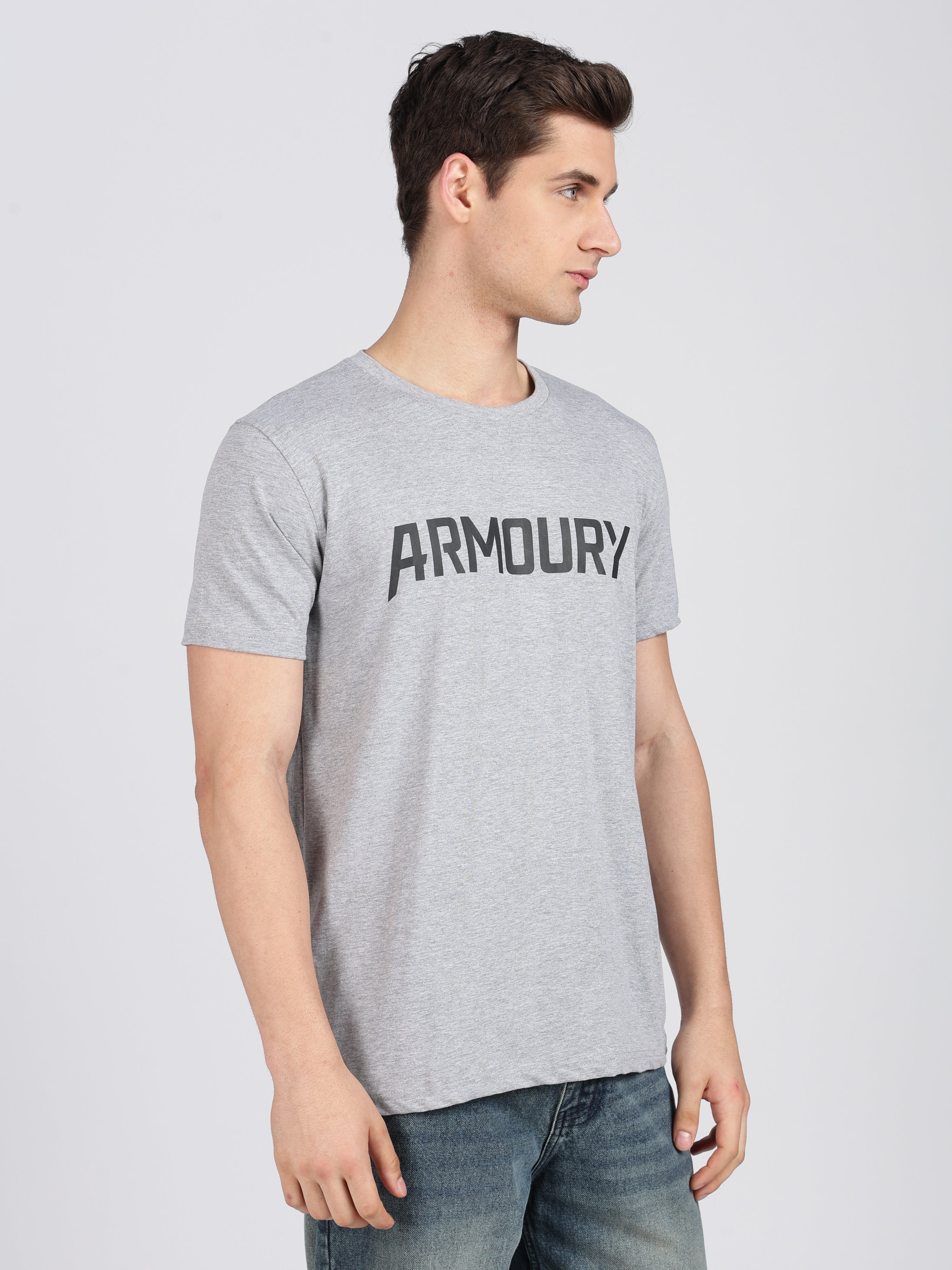 Grey Cotton Printed T-Shirt