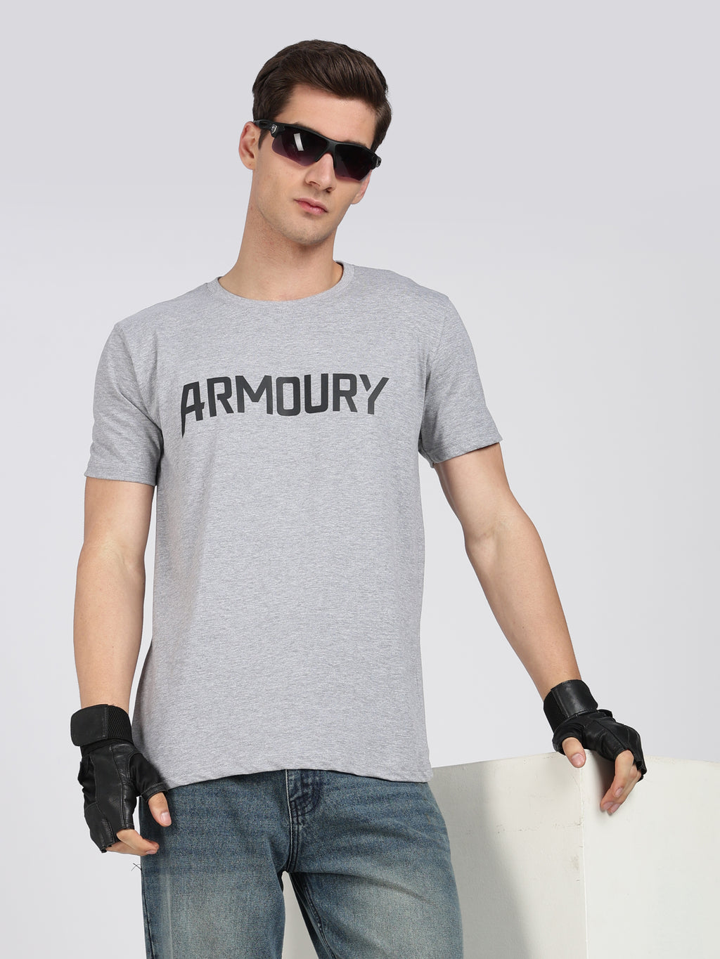 Grey Cotton Printed T-Shirt