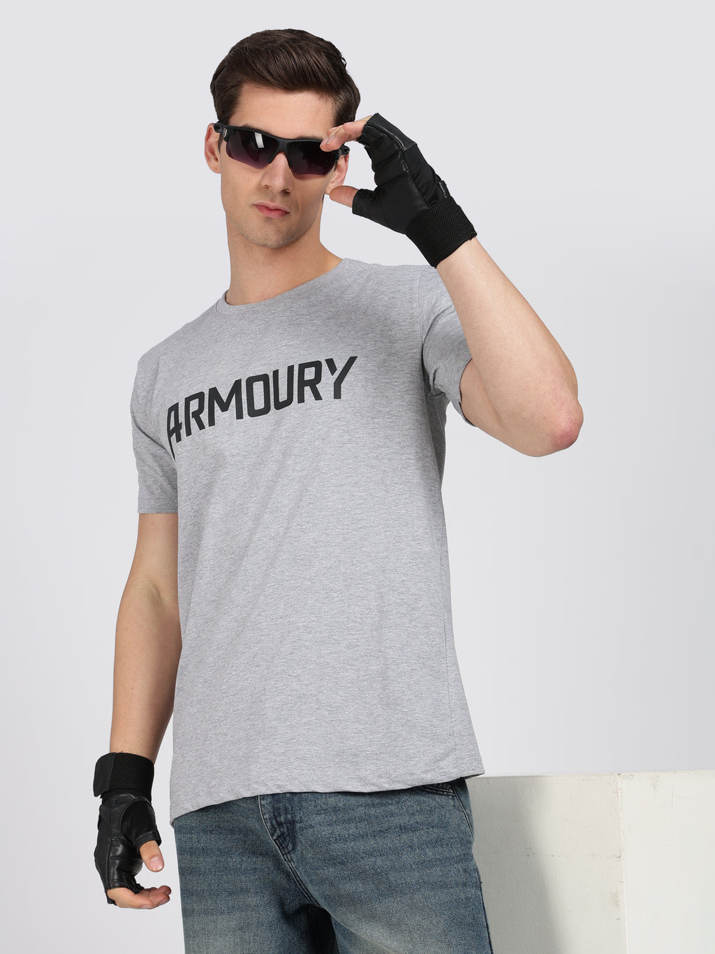 Grey Cotton Printed T-Shirt