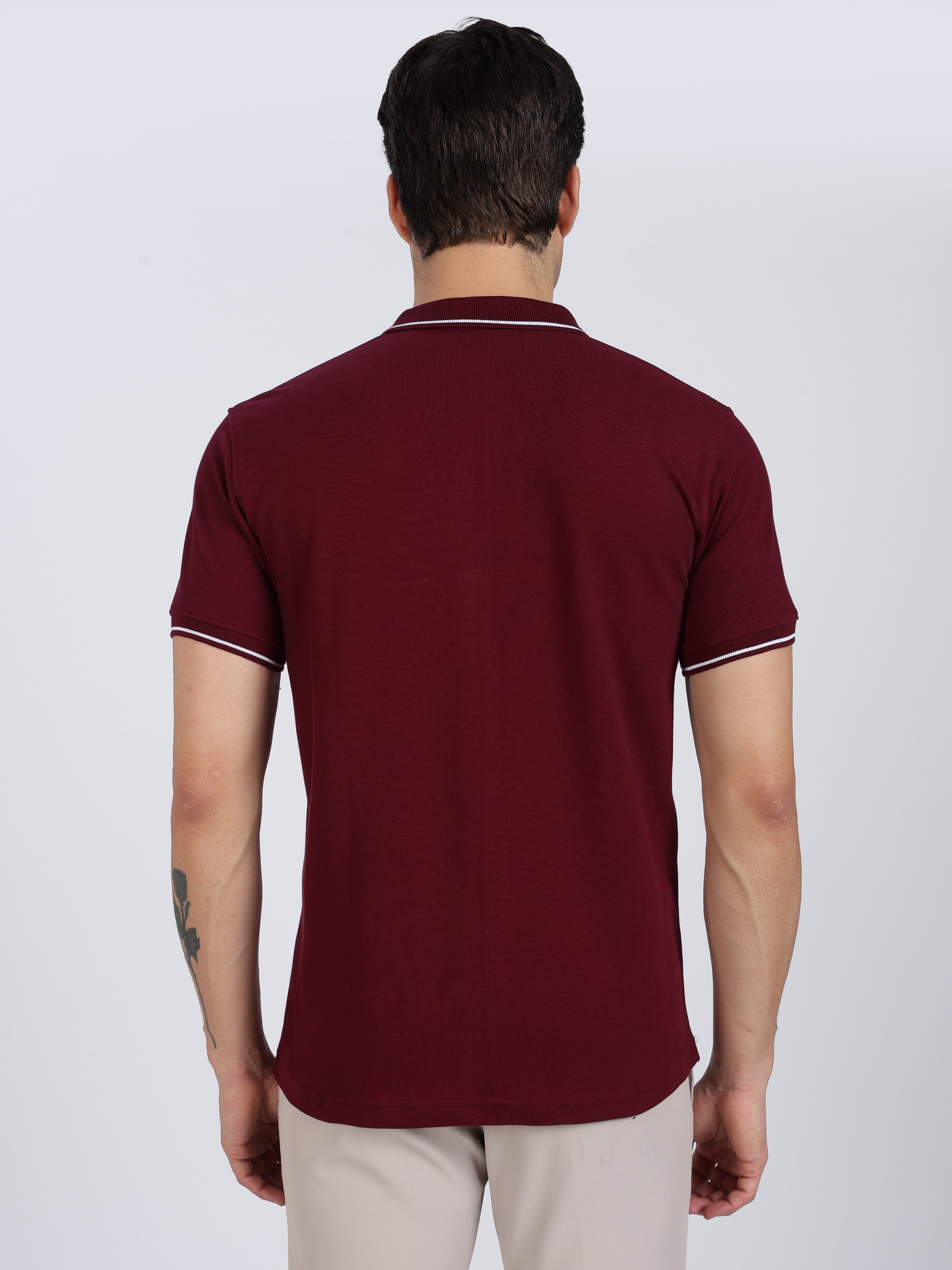 Maroon Regular Fit Polo T-shirt
