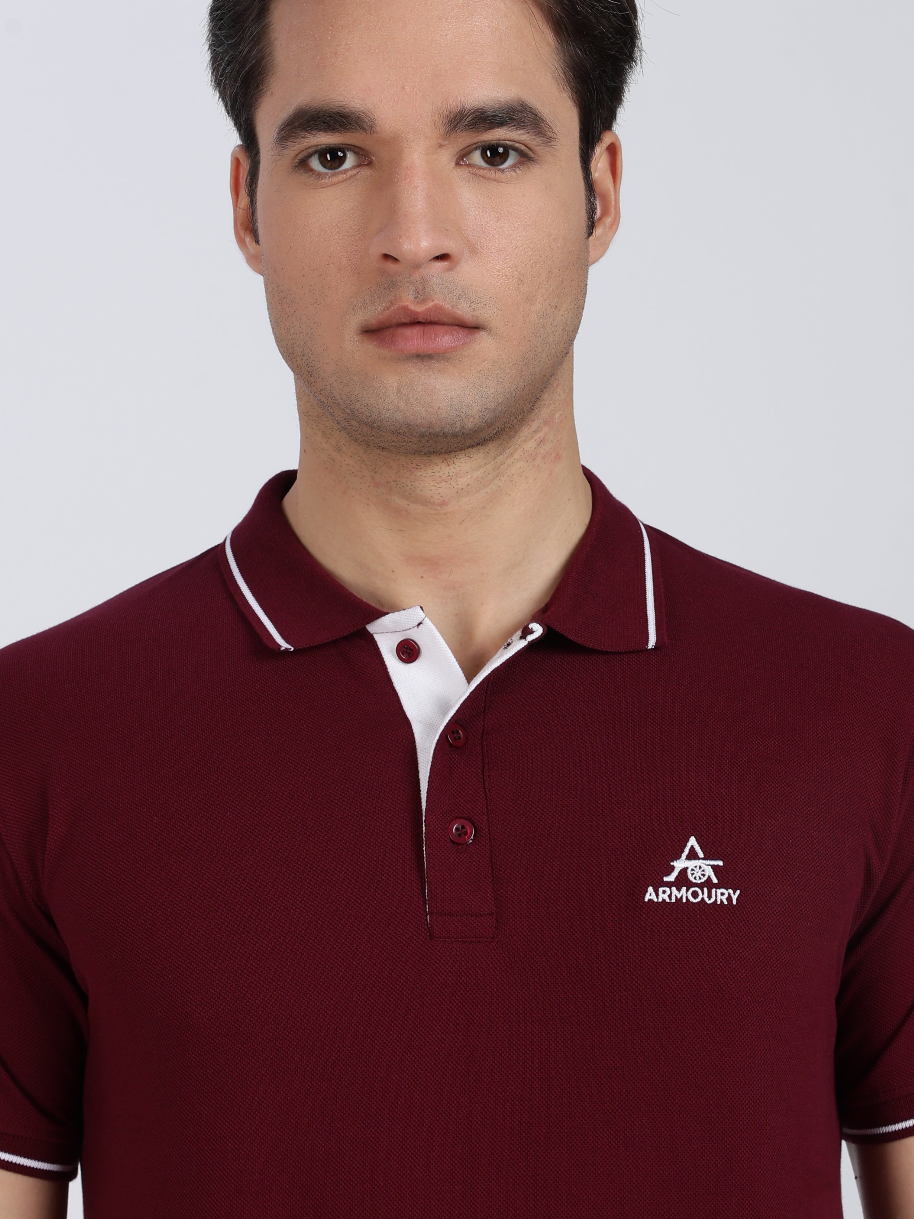 Maroon Regular Fit Polo T-shirt