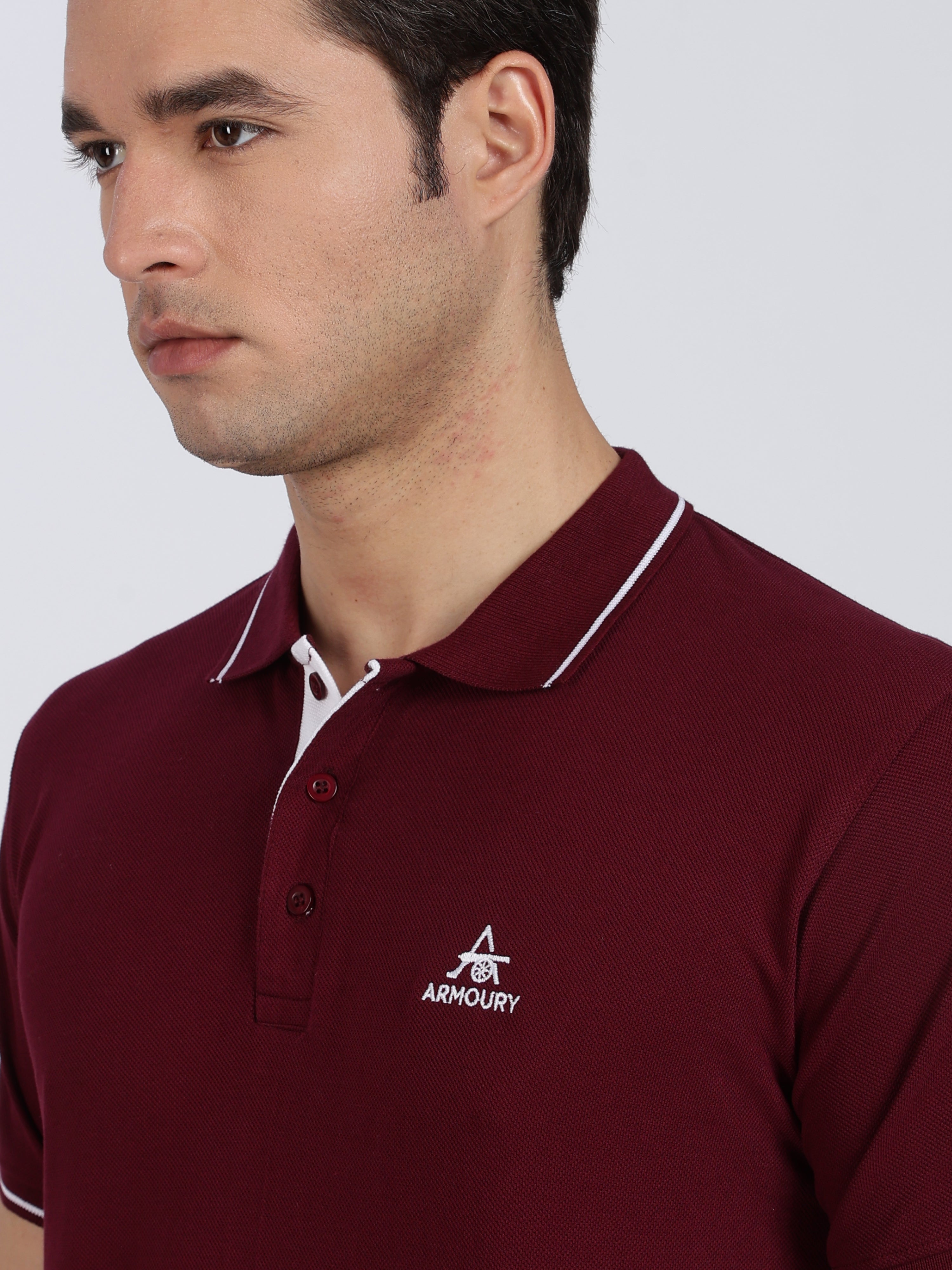 Maroon Regular Fit Polo T-shirt