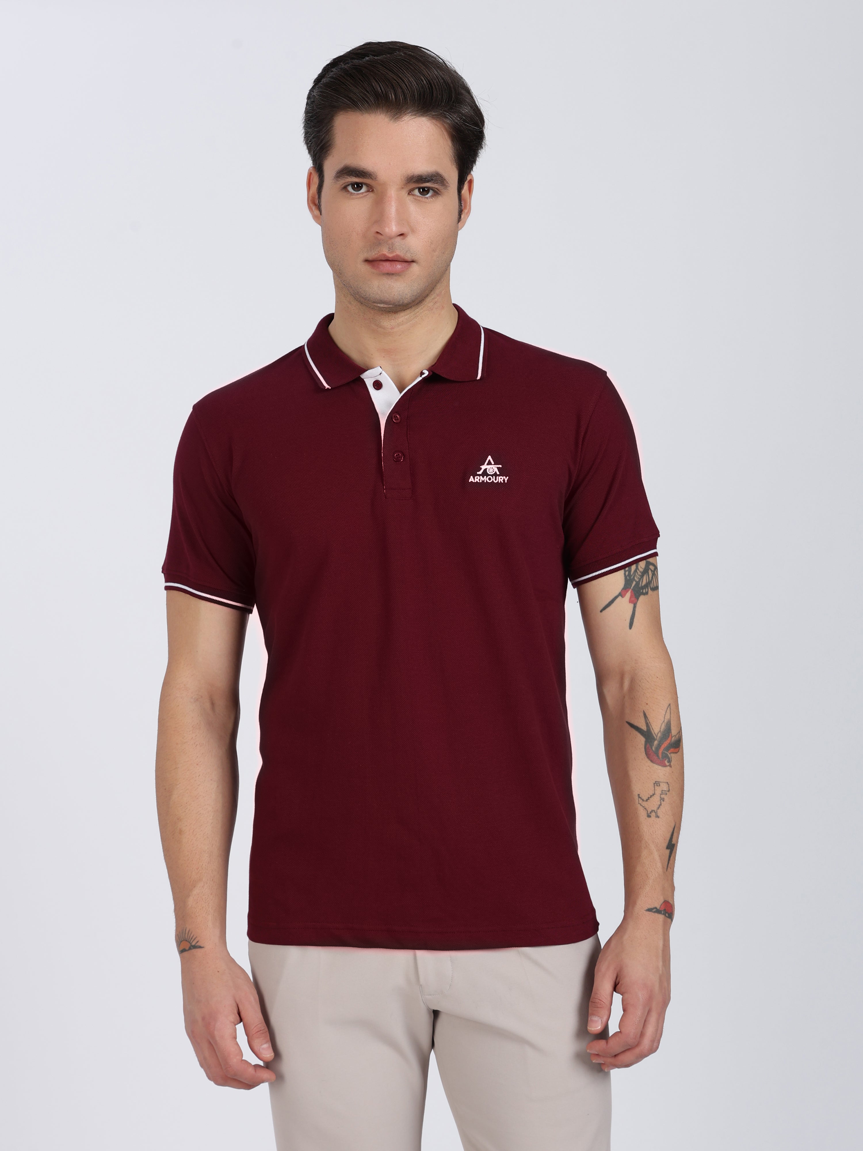 Maroon Regular Fit Polo T-shirt