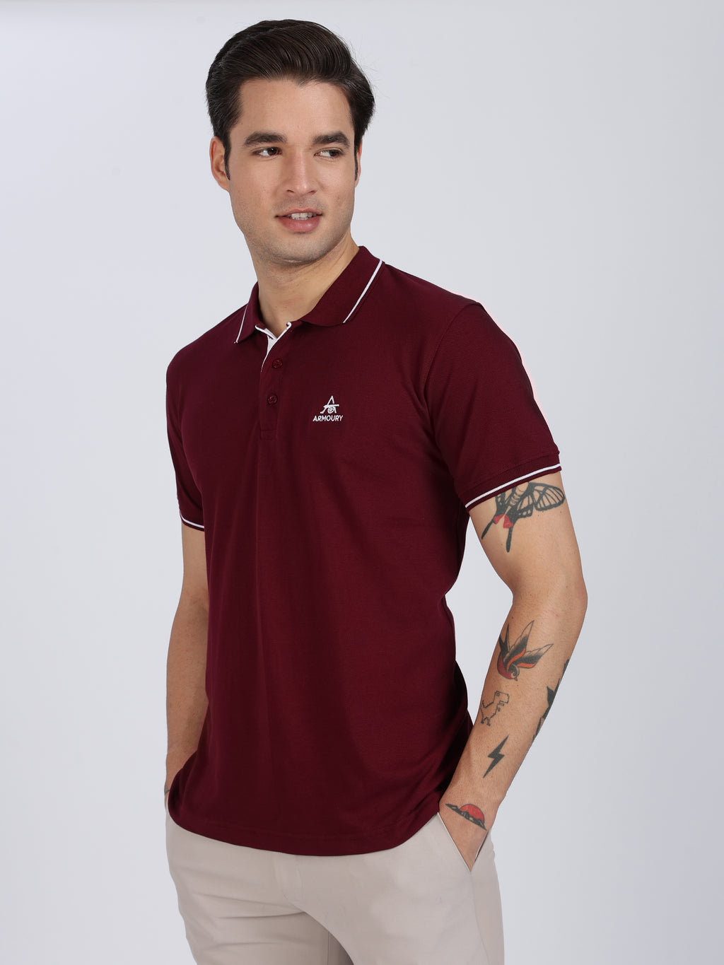 Maroon Regular Fit Polo T-shirt