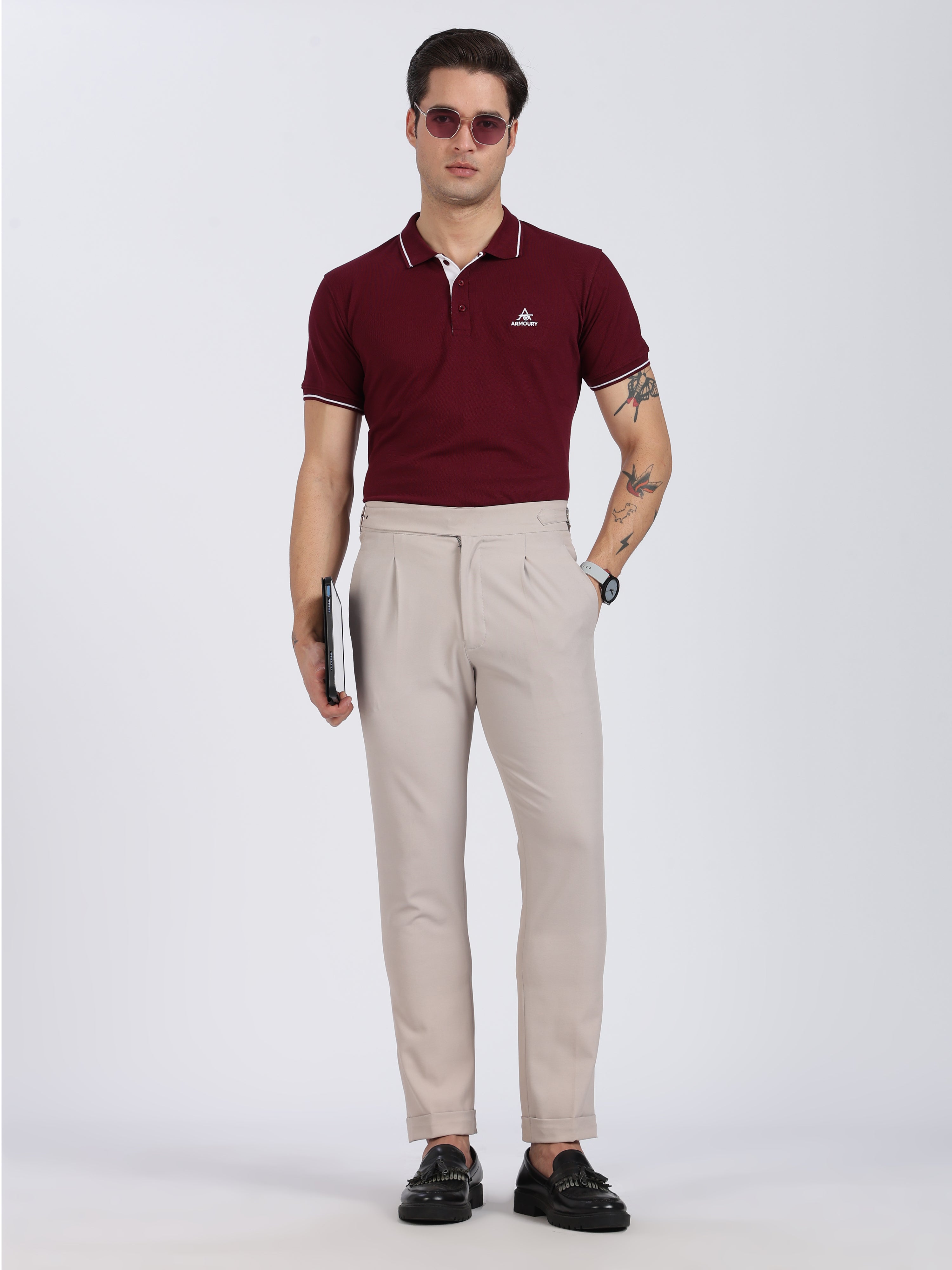 Maroon Regular Fit Polo T-shirt