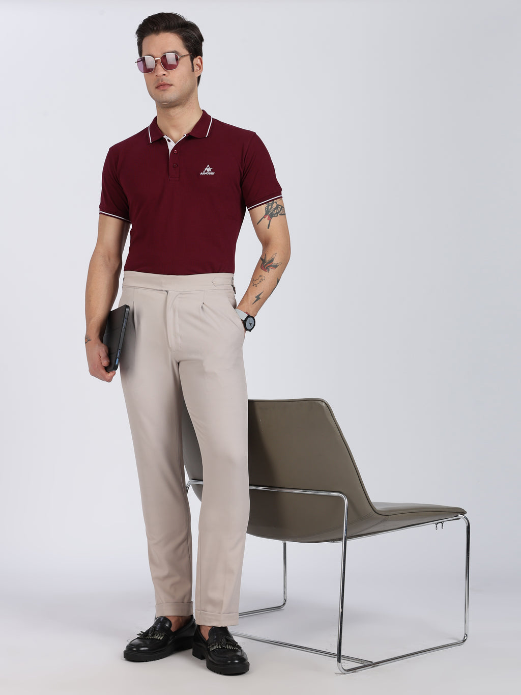 Maroon Regular Fit Polo T-shirt