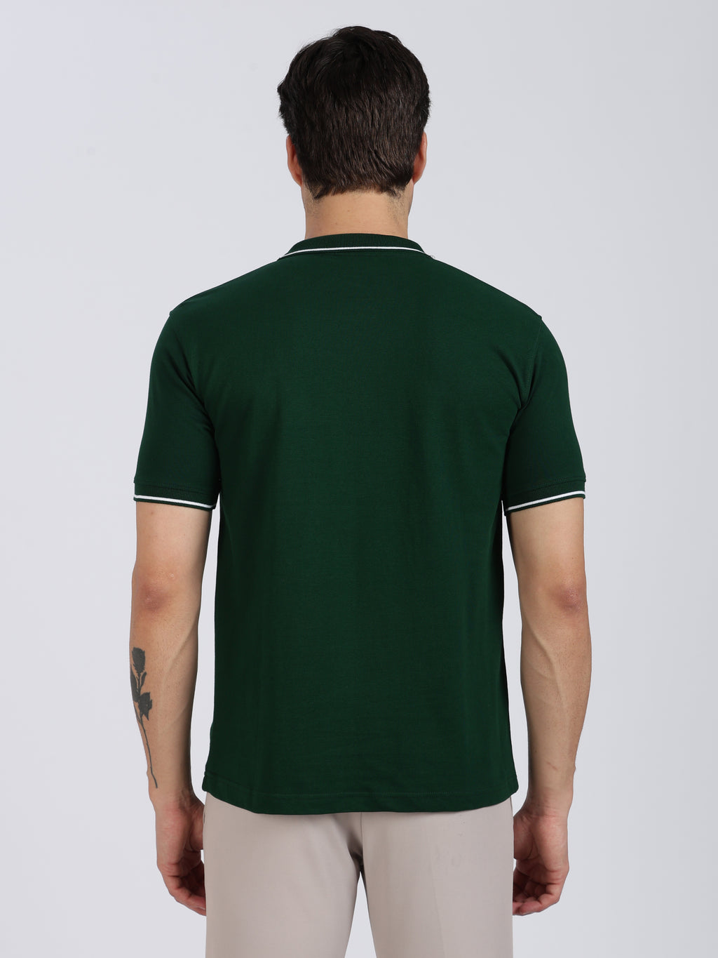 Bottle Green Regular Fit Polo T-Shirt