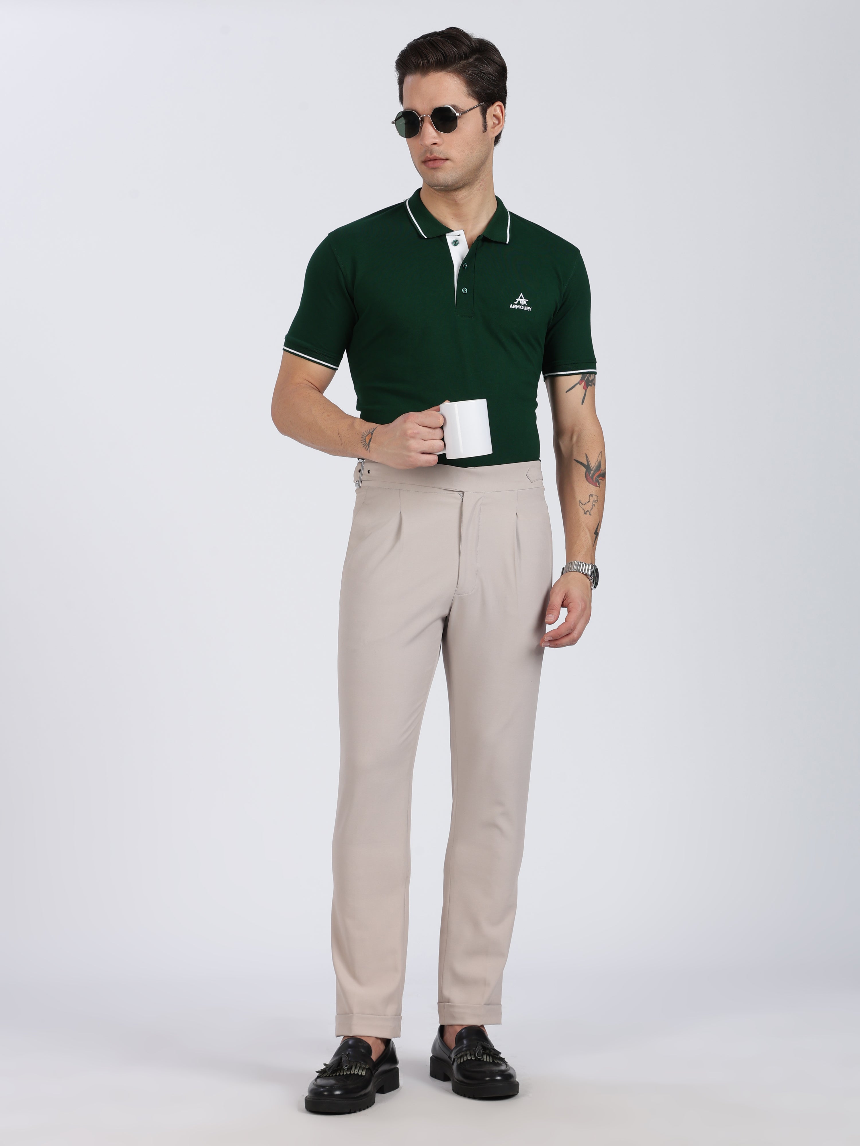 Bottle Green Regular Fit Polo T-Shirt