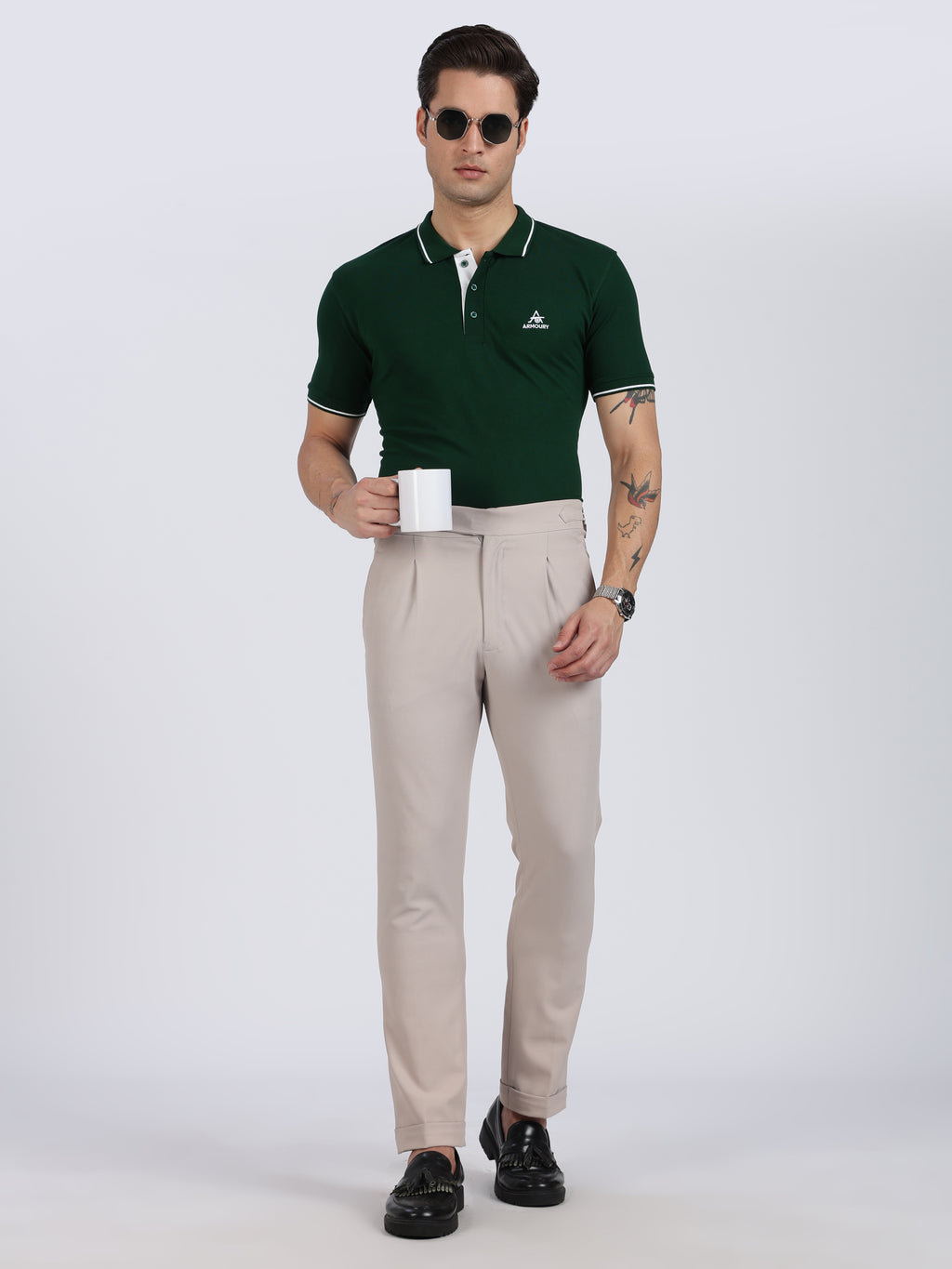 Bottle Green Regular Fit Polo T-Shirt