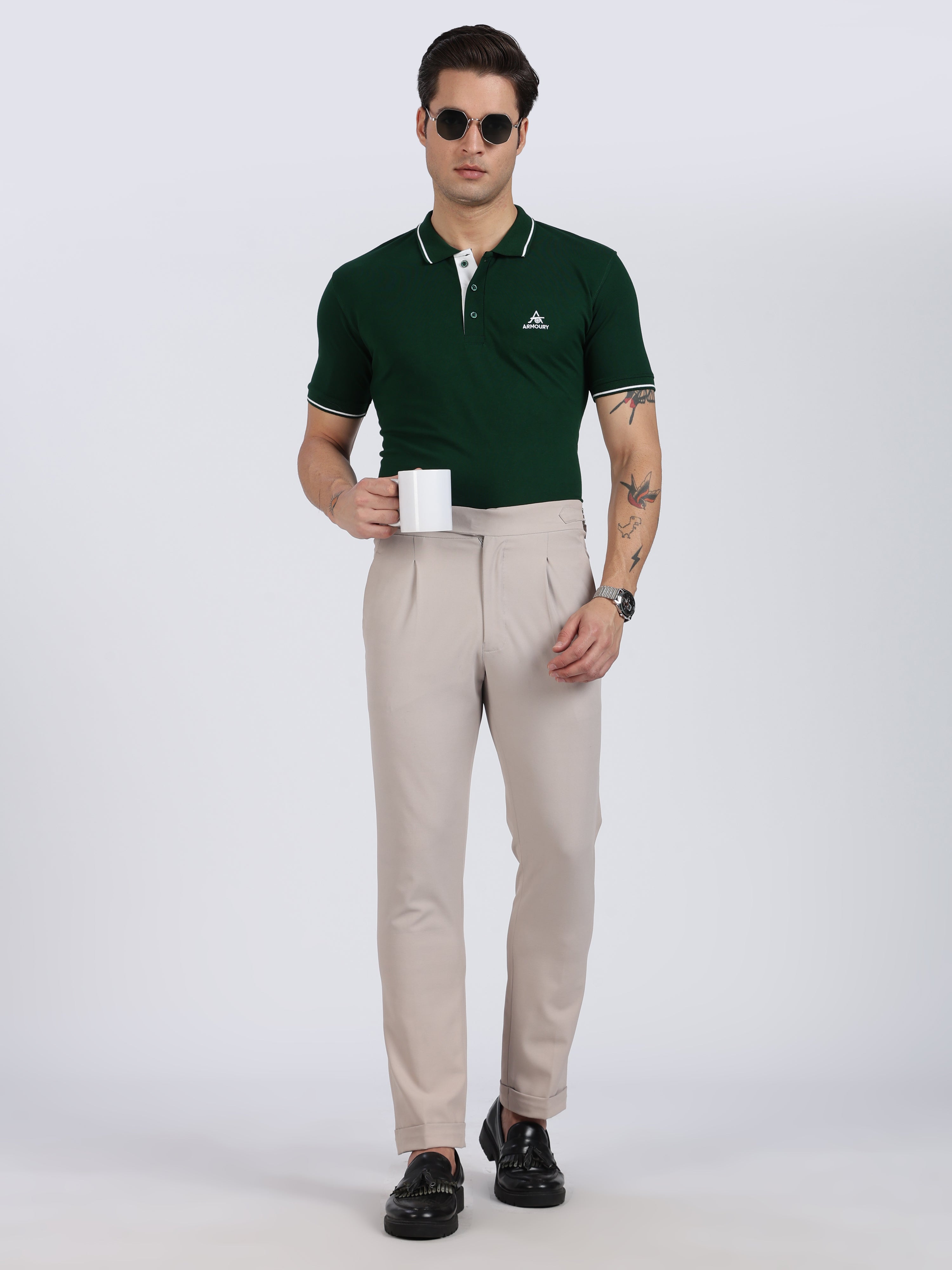 Bottle Green Regular Fit Polo T-Shirt