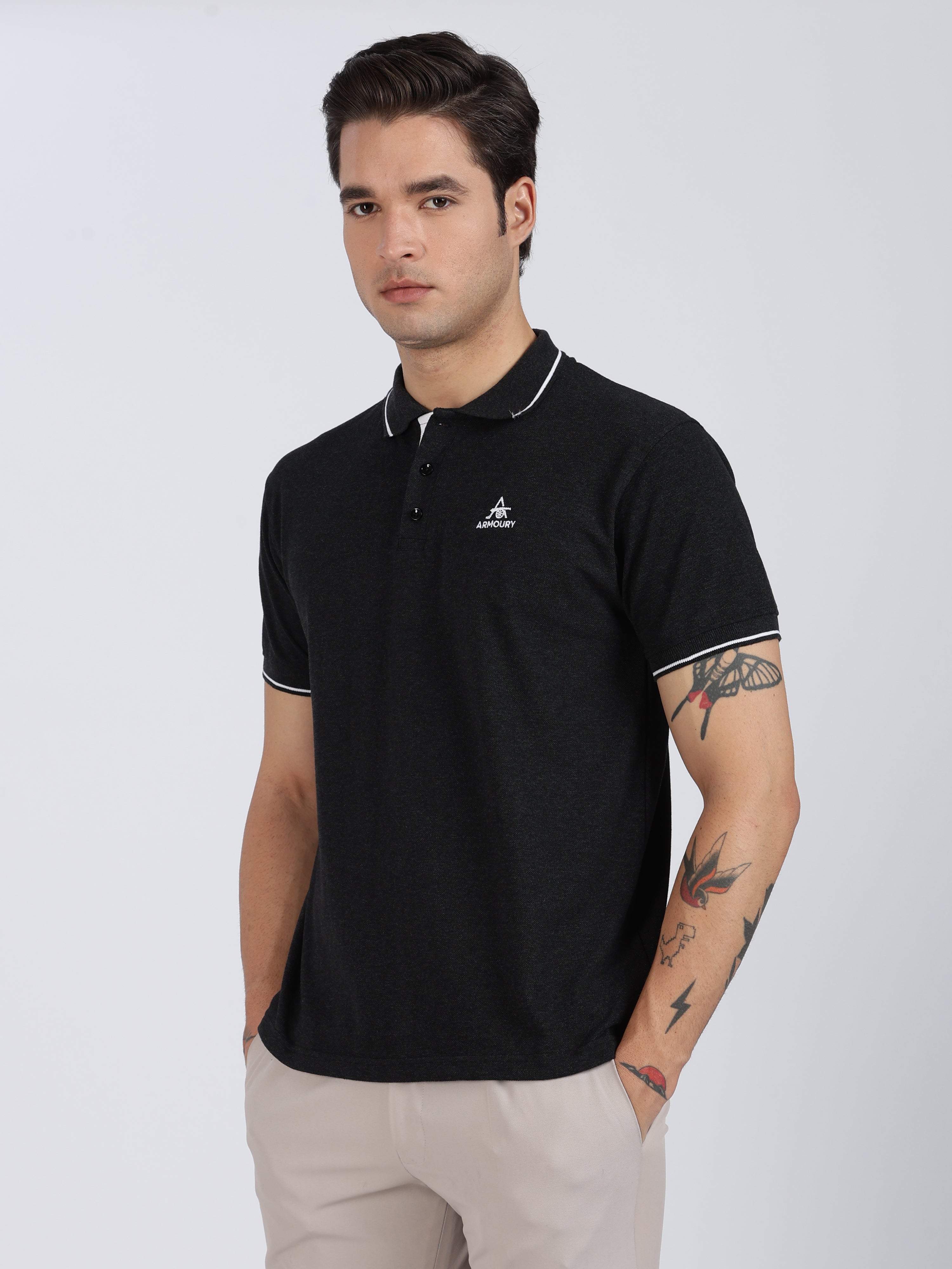 Charcoal Regular Fit Polo T-shirt