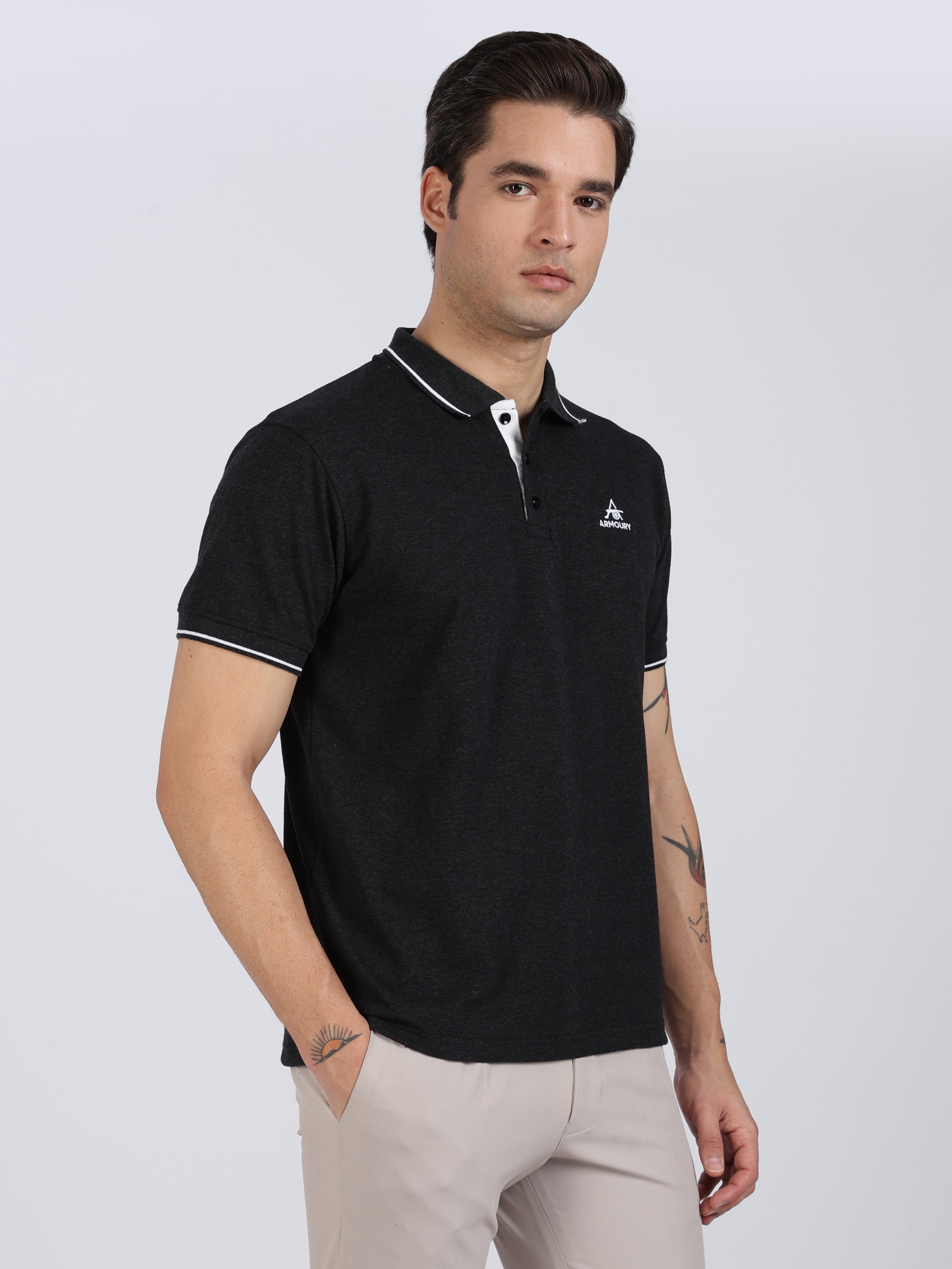 Charcoal Regular Fit Polo T-shirt