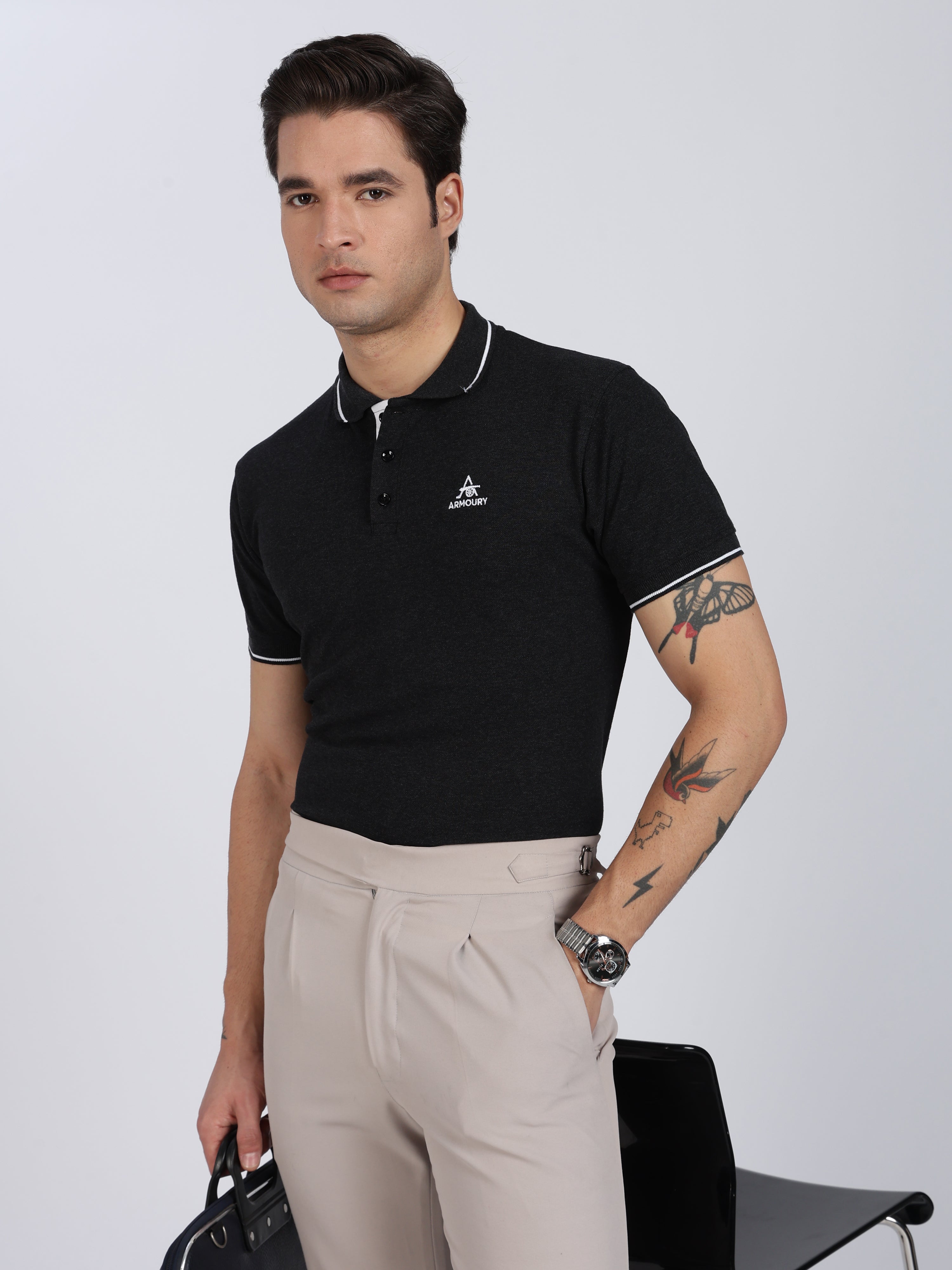 Charcoal Regular Fit Polo T-shirt
