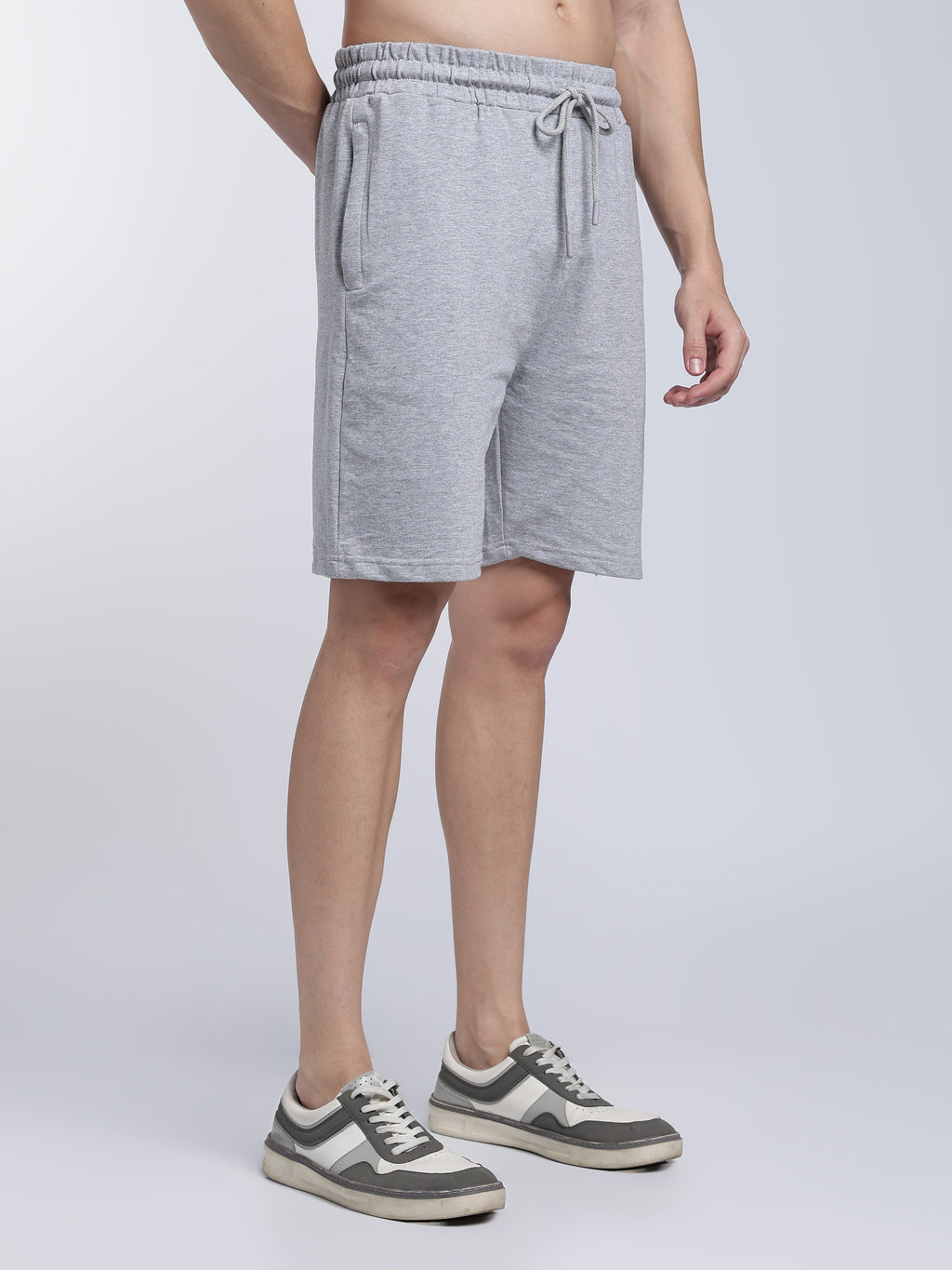 Grey Melange Relaxed Shorts