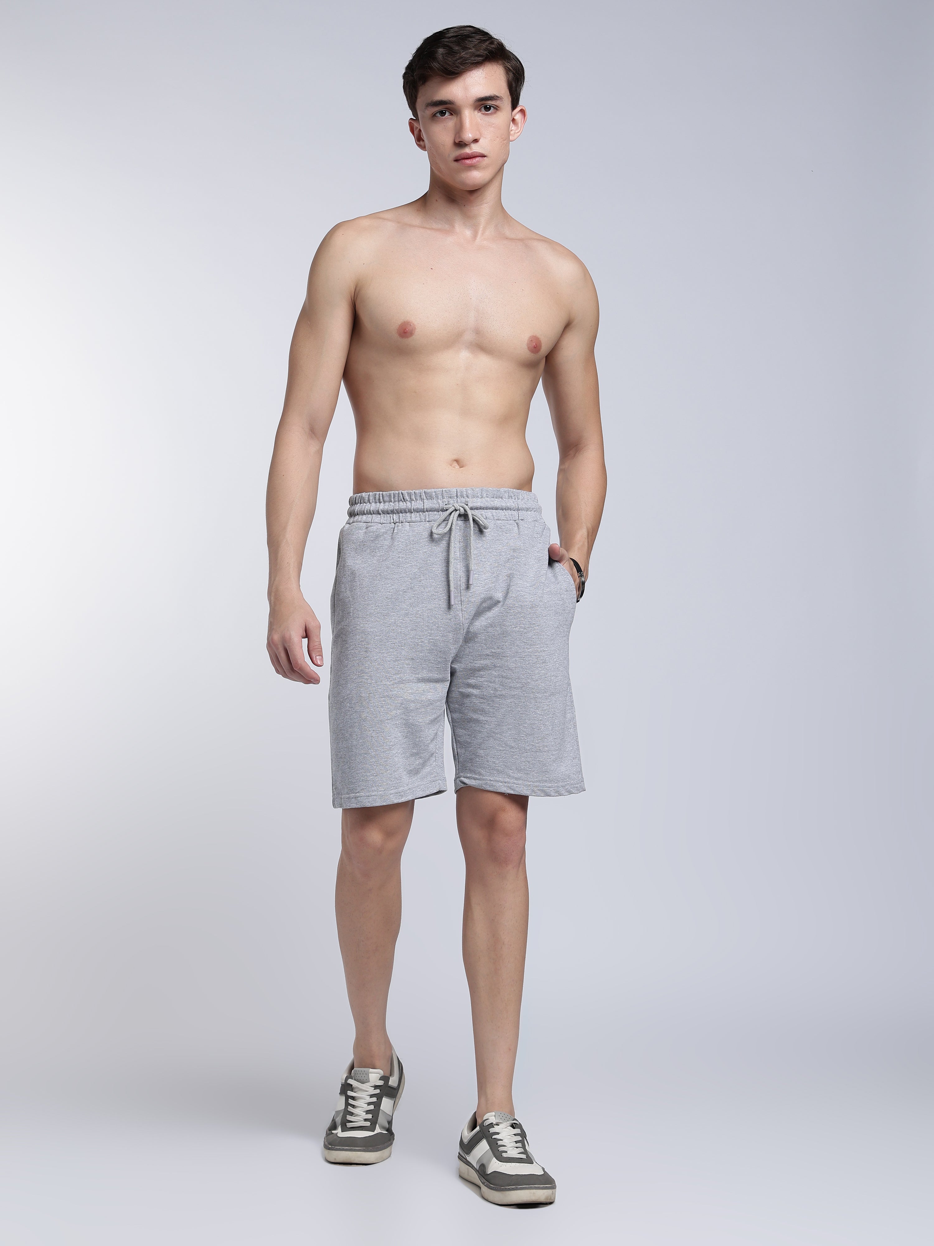 Grey Melange Relaxed Shorts