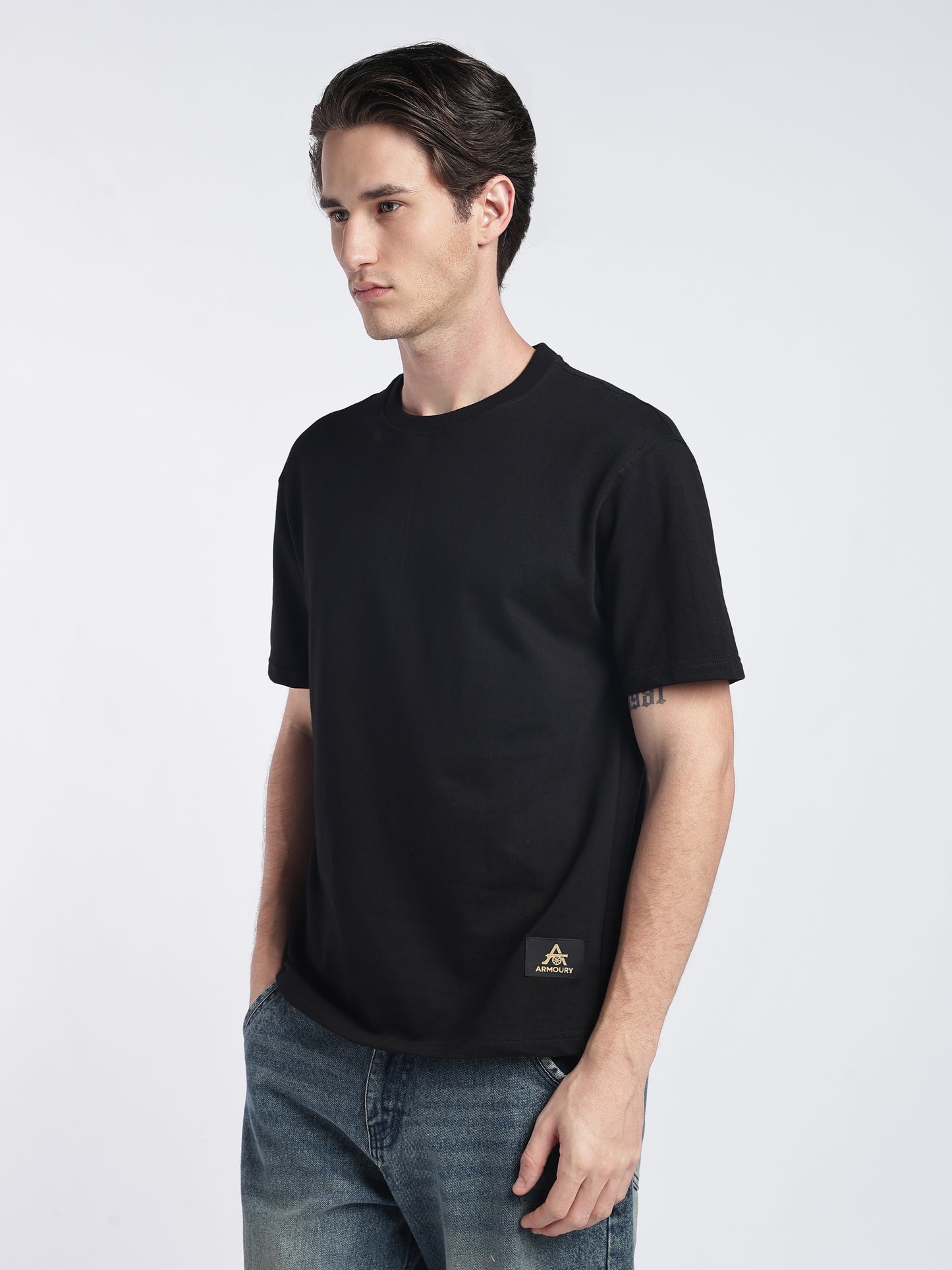 Raven Black Drop Shoulder Tee