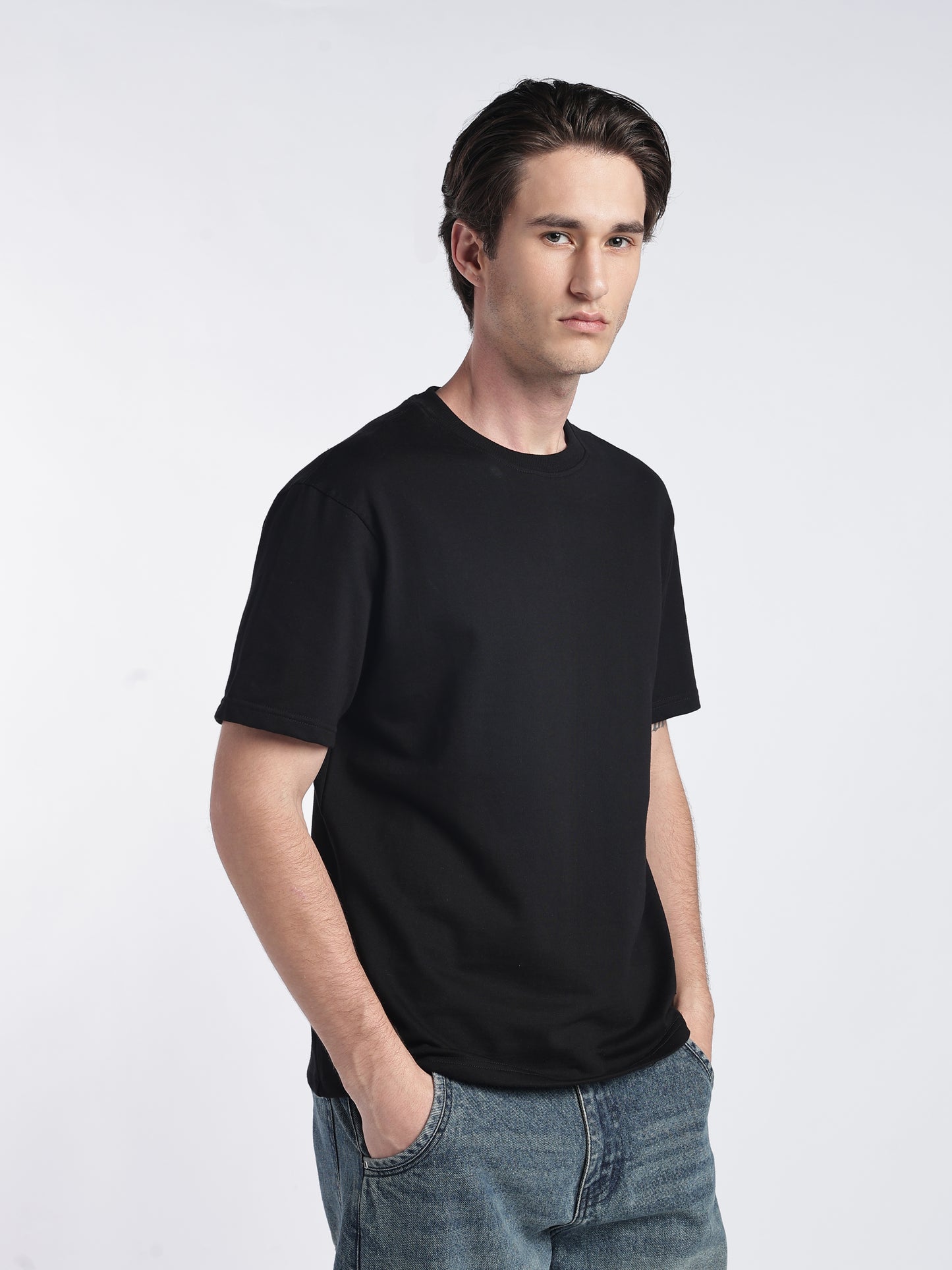 Raven Black Drop Shoulder Tee
