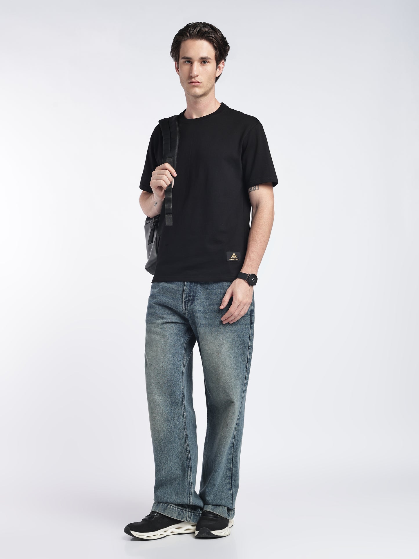 Raven Black Drop Shoulder Tee