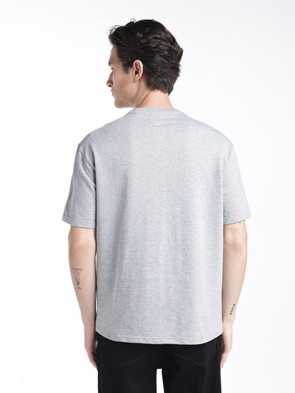 Grey Melange Drop Shoulder Tee