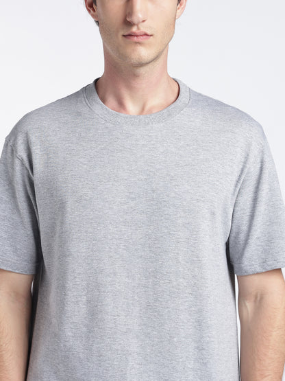 Grey Melange Drop Shoulder Tee