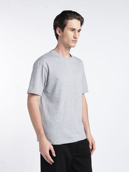 Grey Melange Drop Shoulder Tee