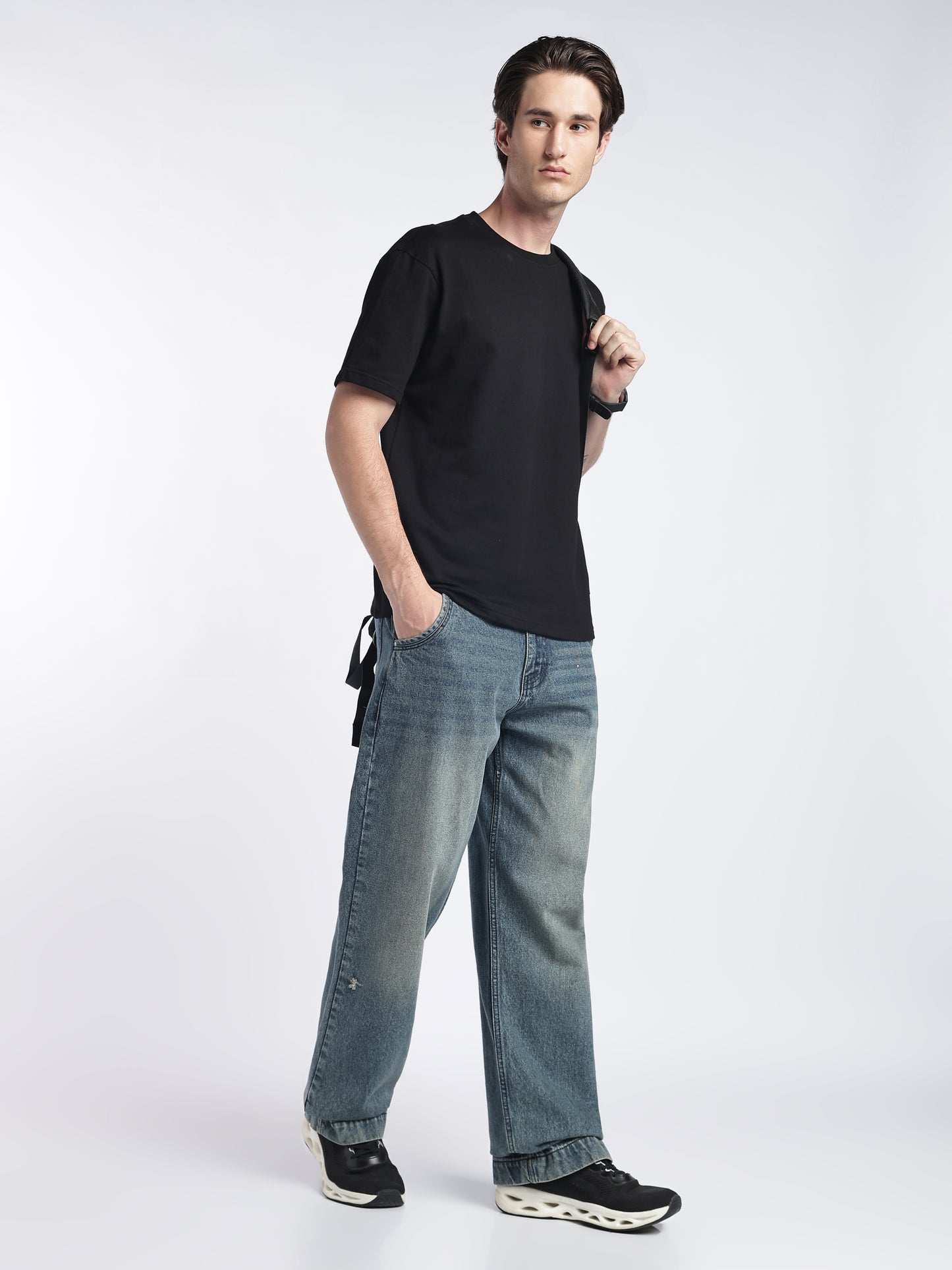 Raven Black Drop Shoulder Tee